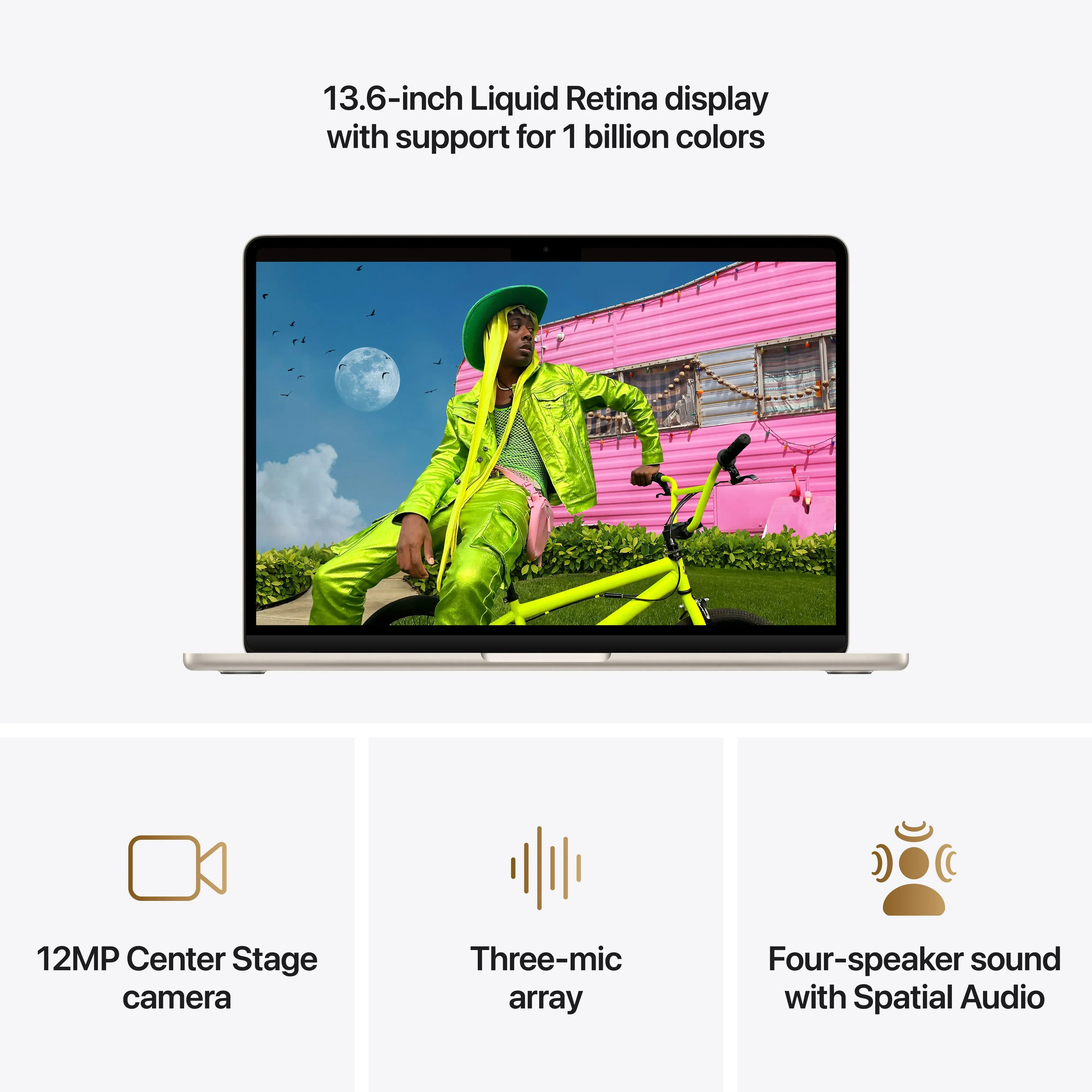 MacBook Air 13", procesor Apple M5, 10 nuclee CPU si 10 nuclee GPU, 16GB, 1TB SSD, Starlight, INT KB - Image 5
