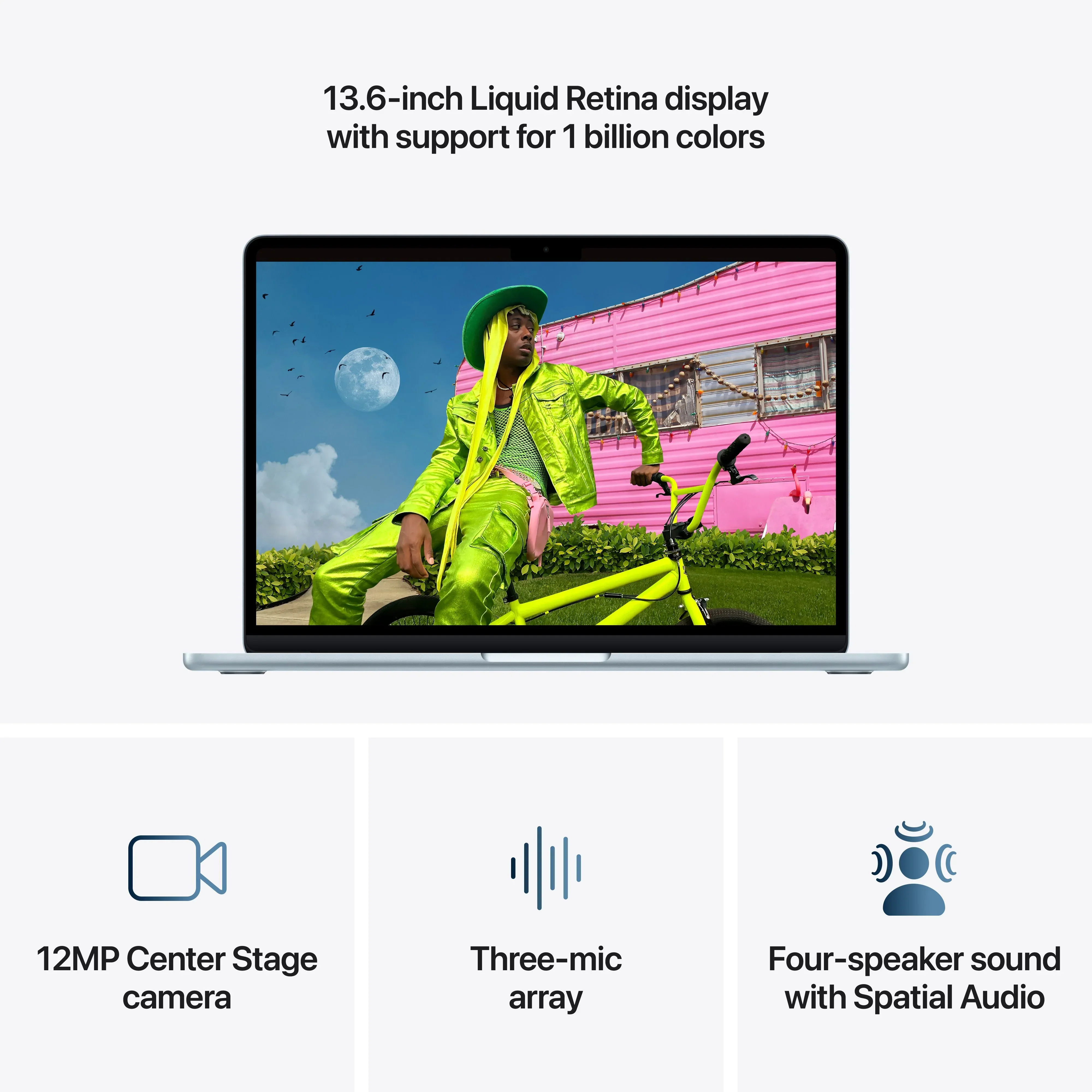 MacBook Air 13", procesor Apple M5, 10 nuclee CPU si 10 nuclee GPU, 16GB, 1TB SSD, Sky Blue, INT KB - Image 5