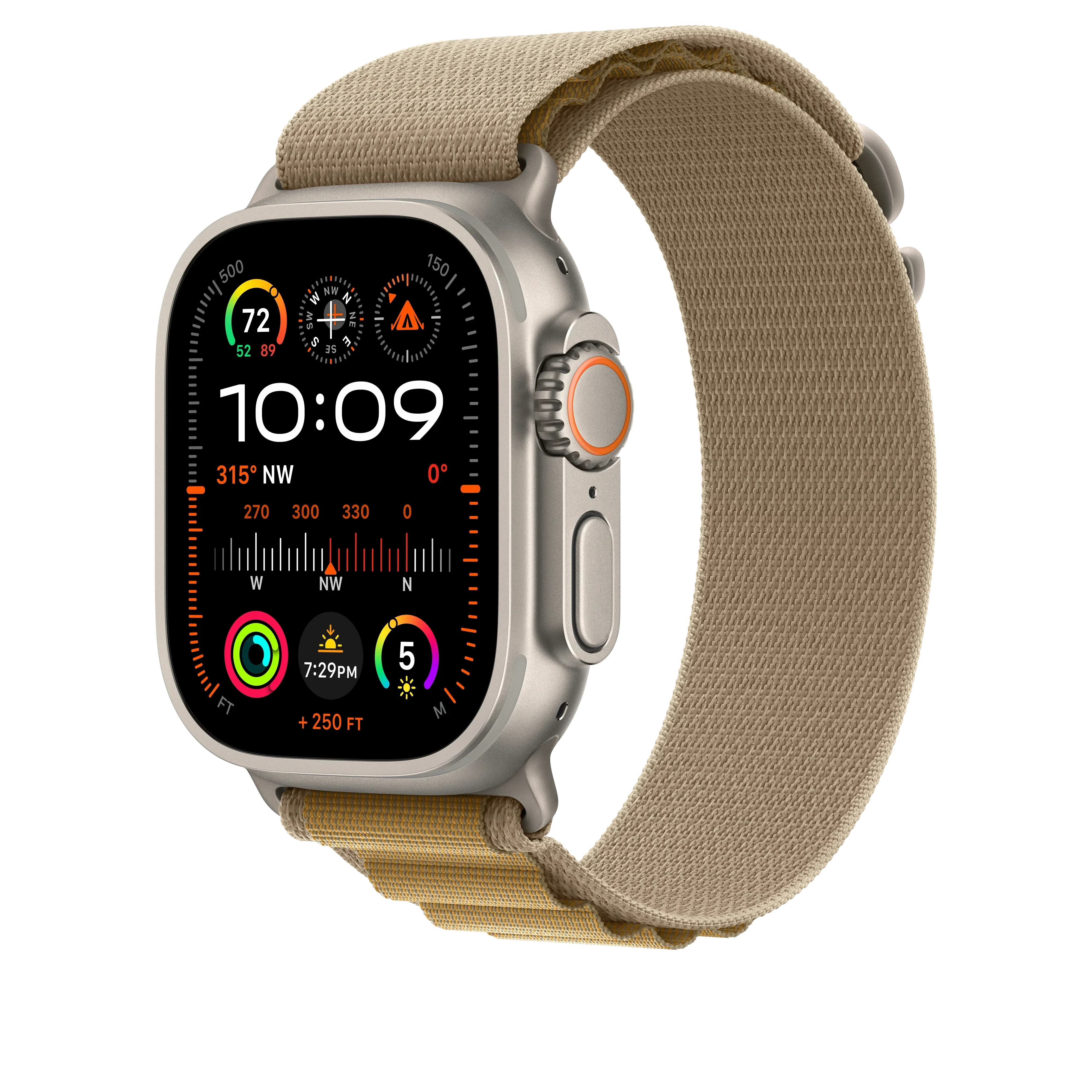 Curea Apple pentru Apple Watch 49mm Tan Alpine Loop - Small - Natural Titanium Finish - Image 2