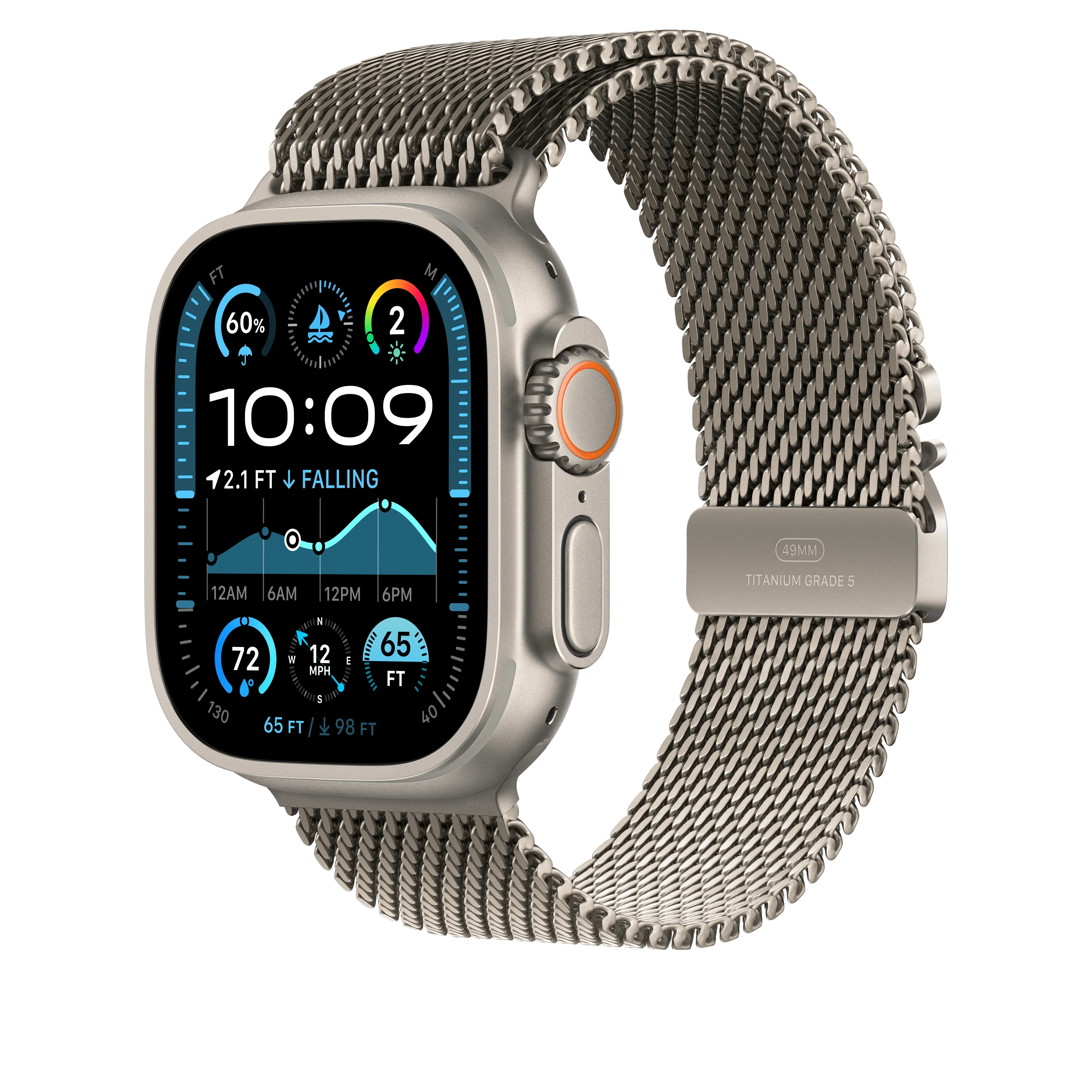 Curea Apple pentru Apple Watch 49mm Natural Titanium Milanese Loop - Small - Image 2