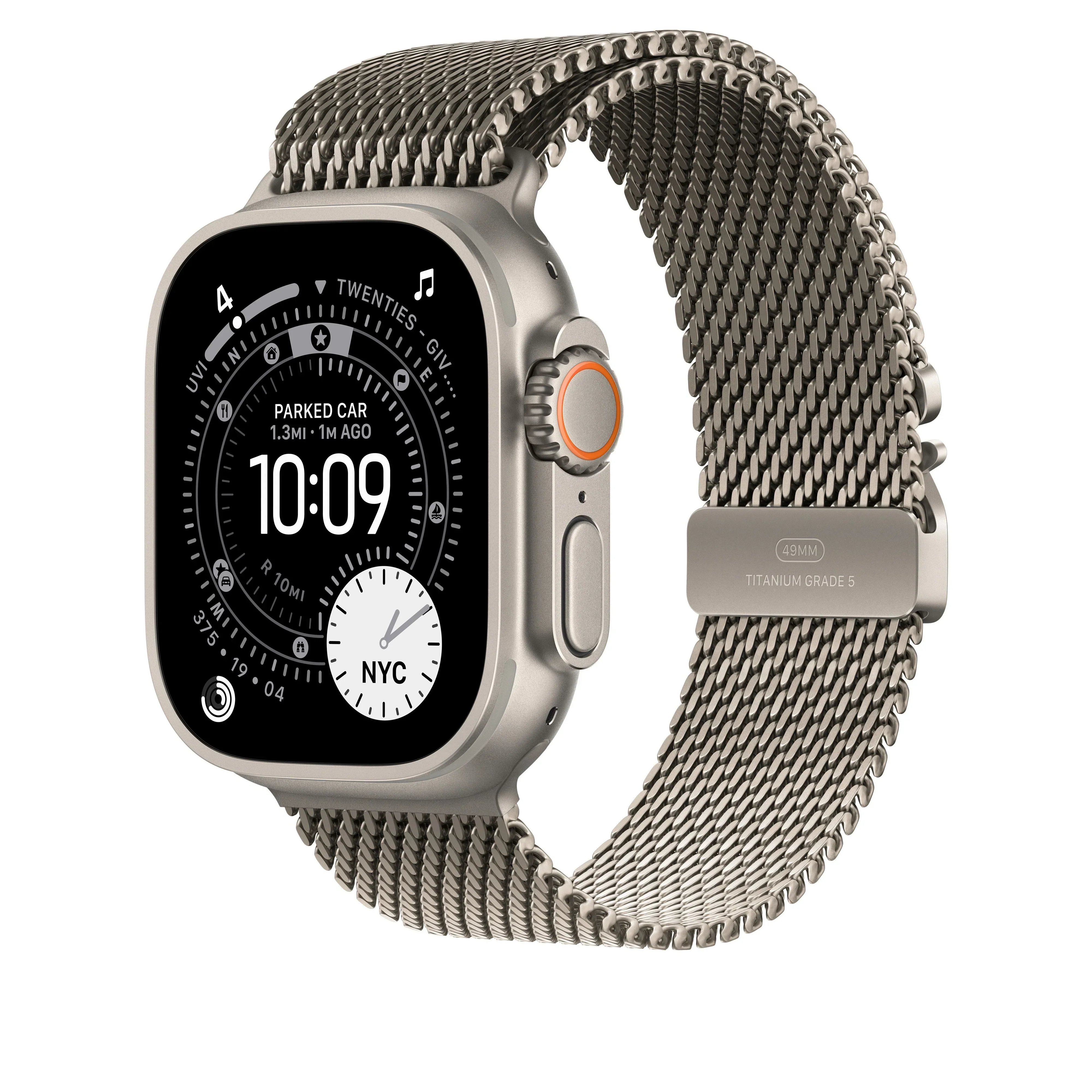 Curea Apple pentru Apple Watch 49mm Natural Titanium Milanese Loop Small - Image 2