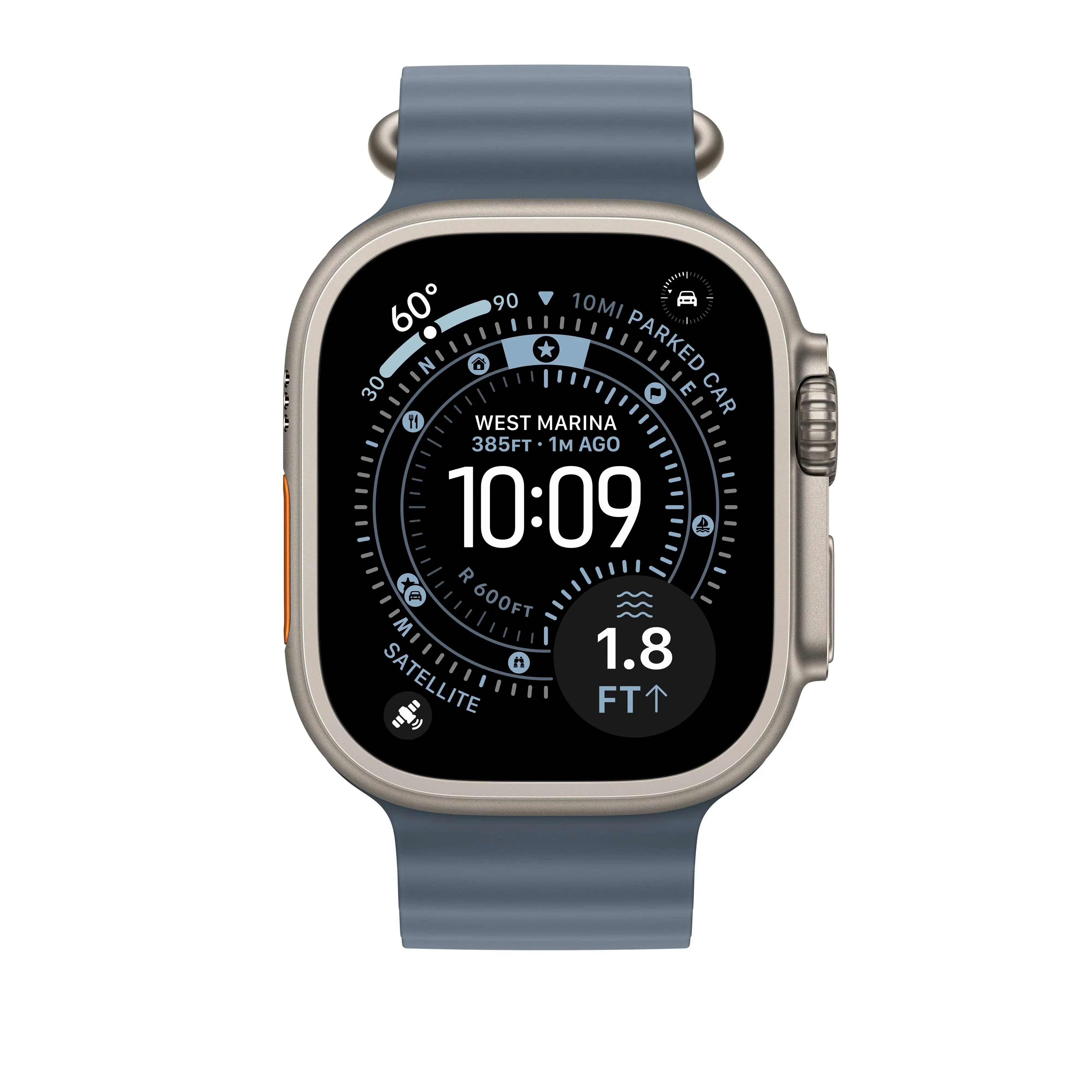 Curea Apple pentru Apple Watch 49mm Anchor Blue Ocean Band Extension Natural Titanium Finish - Image 3