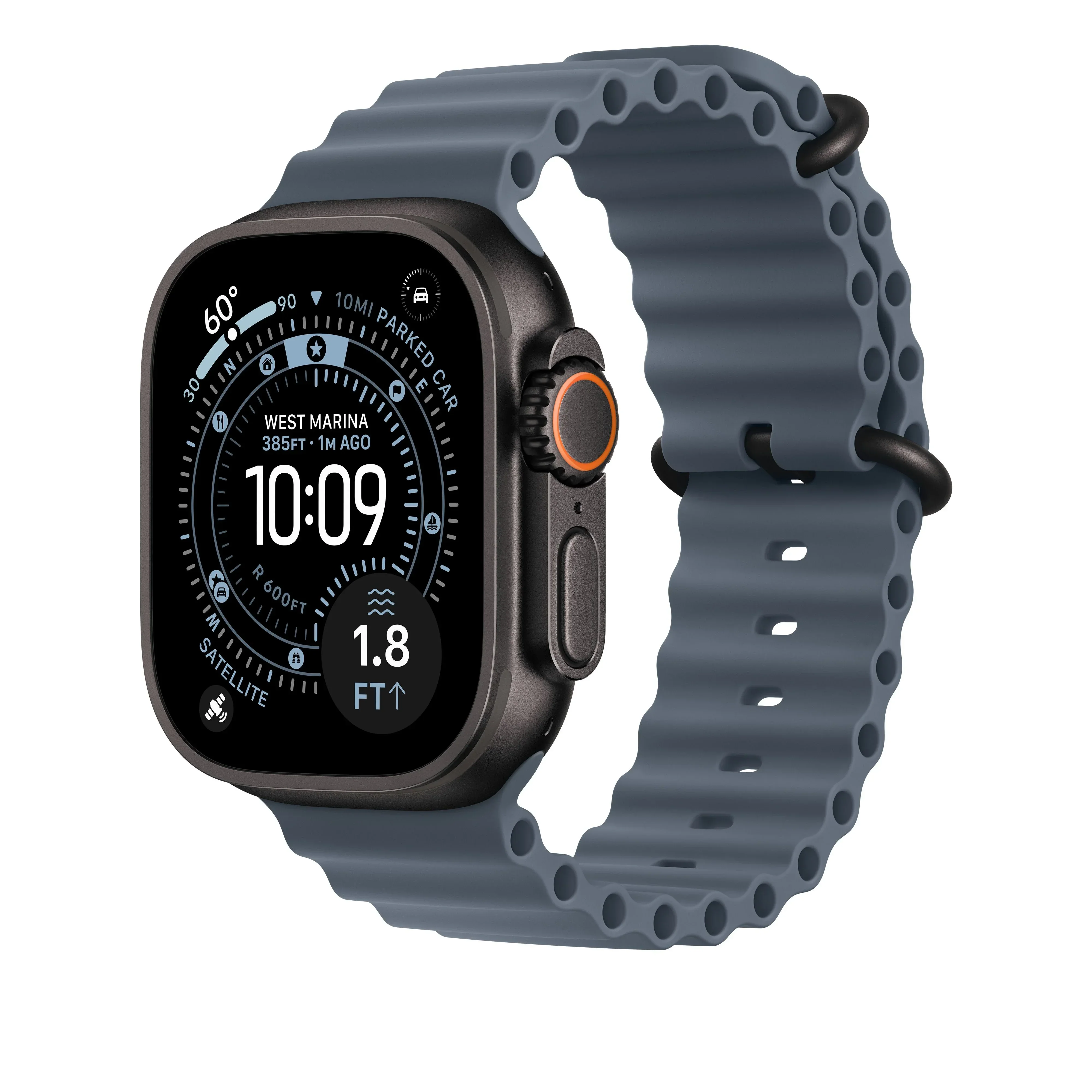 Curea Apple pentru Apple Watch 49mm Anchor Blue Ocean Band Black Titanium Finish - Image 2