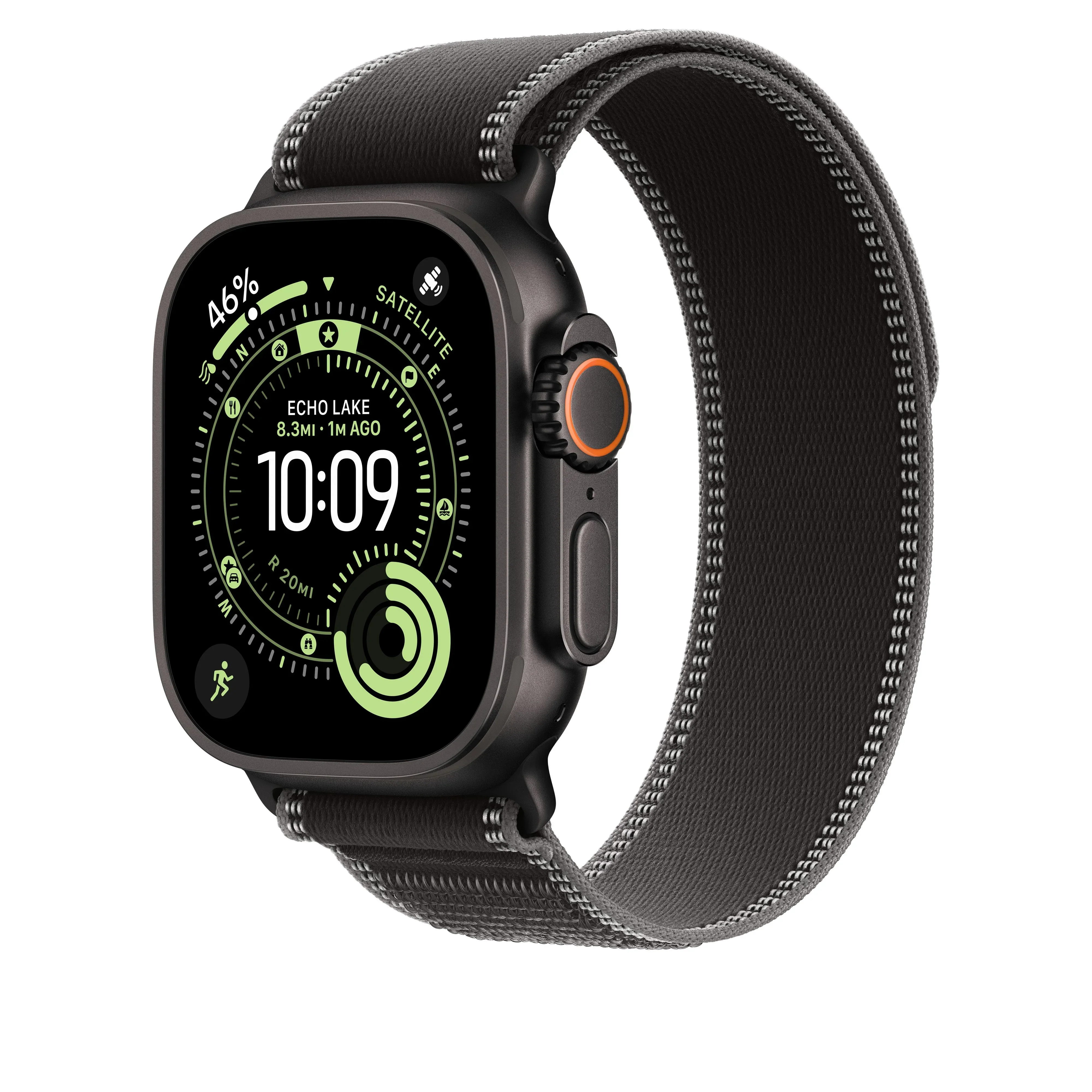 Curea Apple pentru Apple Watch 49mm Black/Charcoal Trail Loop S/M Black Titanium Finish - Image 2