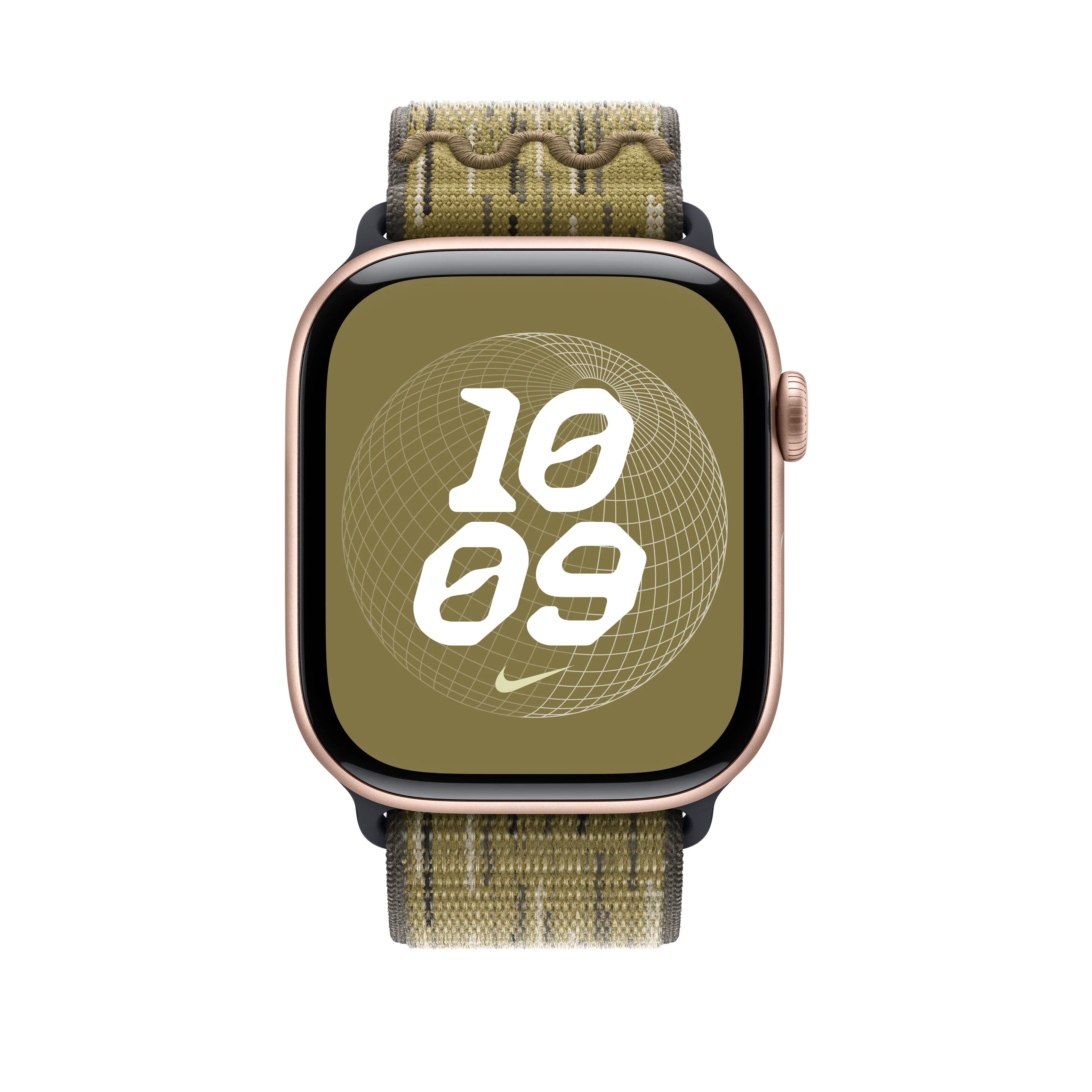 Curea Apple pentru Apple Watch 46mm Nike Sport Loop, Green/Grey Nike Sport Loop - Image 3