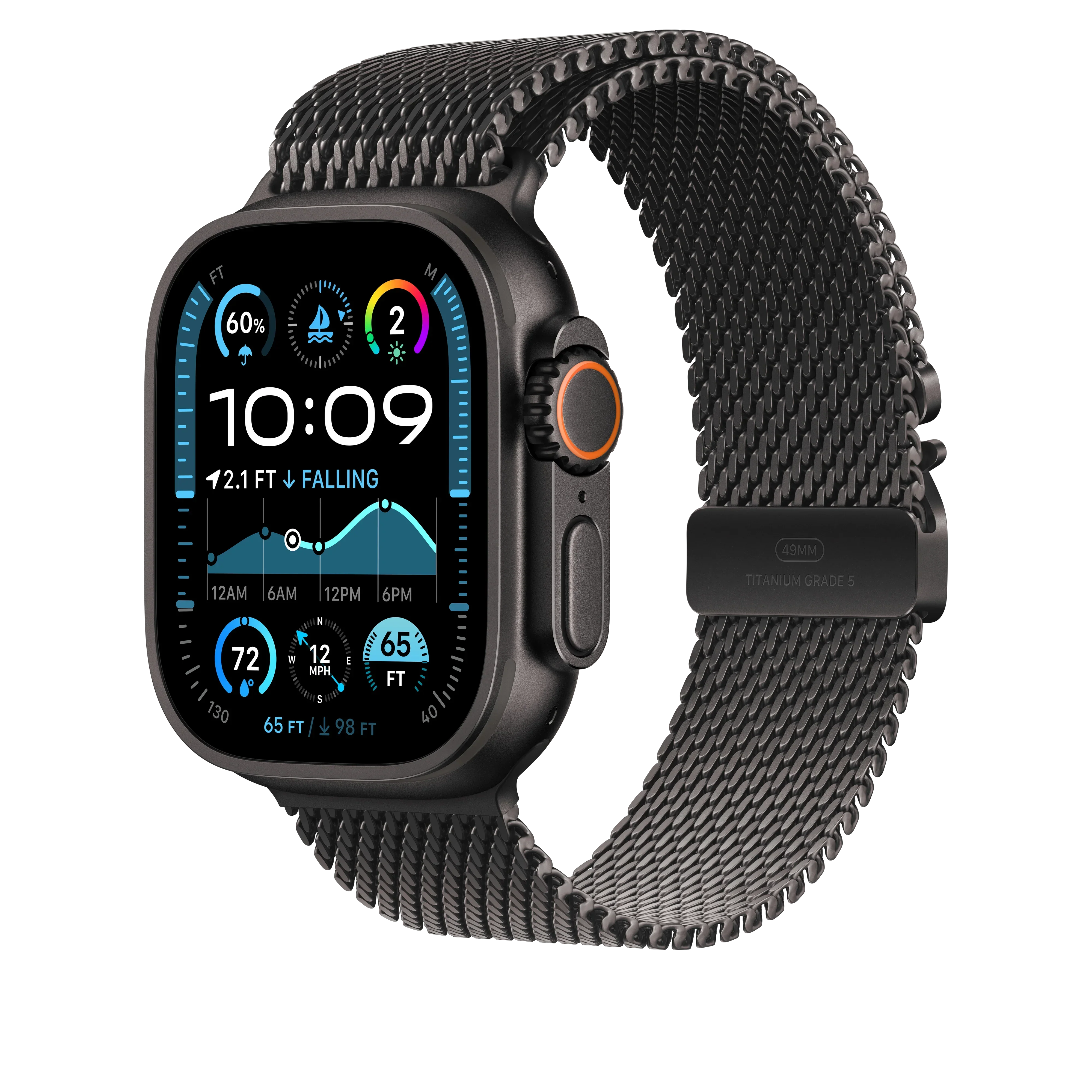 Curea Apple pentru Apple Watch 49mm Milanese Loop, Black Titanium Milanese Loop, Large - Image 2