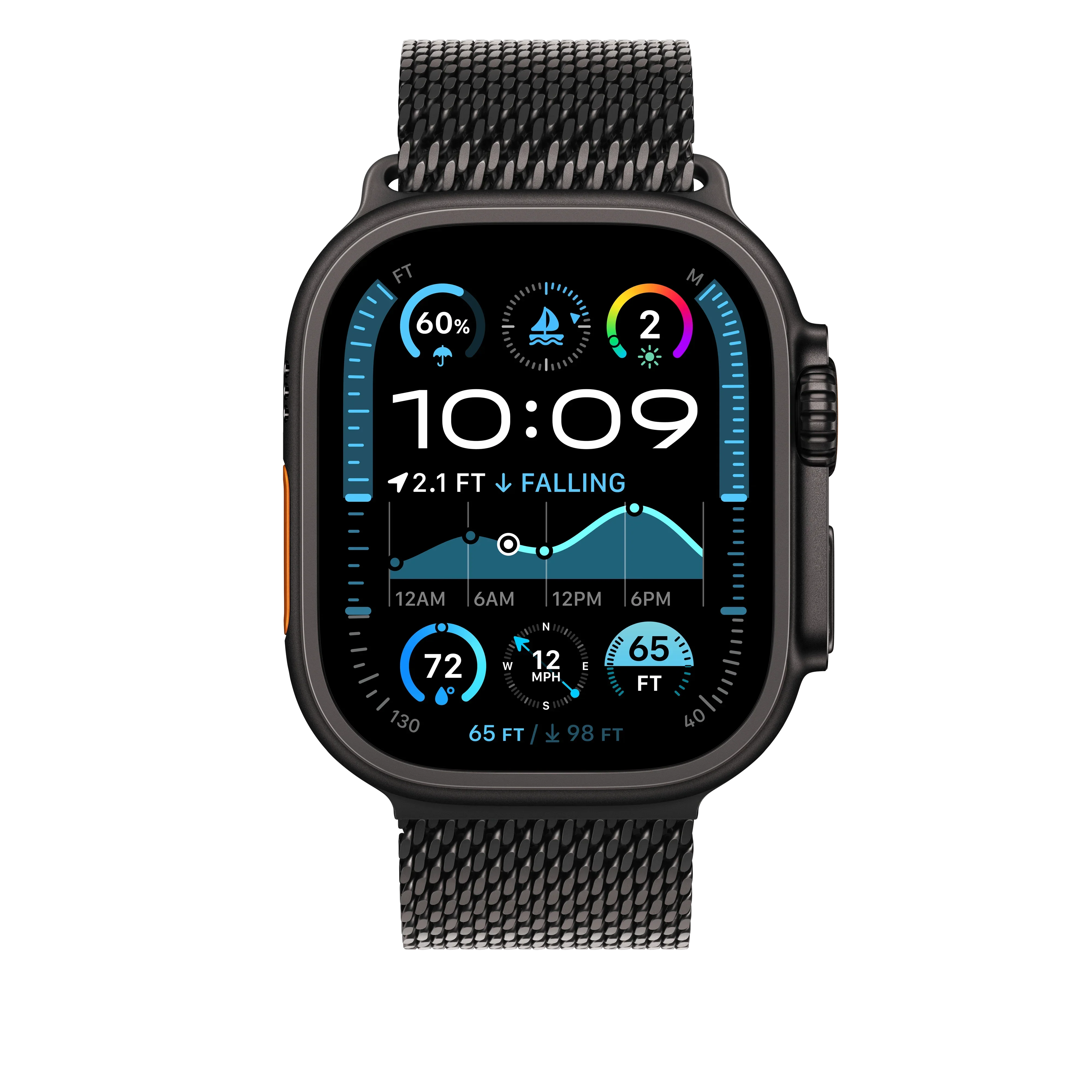 Curea Apple pentru Apple Watch 49mm Milanese Loop, Black Titanium Milanese Loop, Large - Image 3