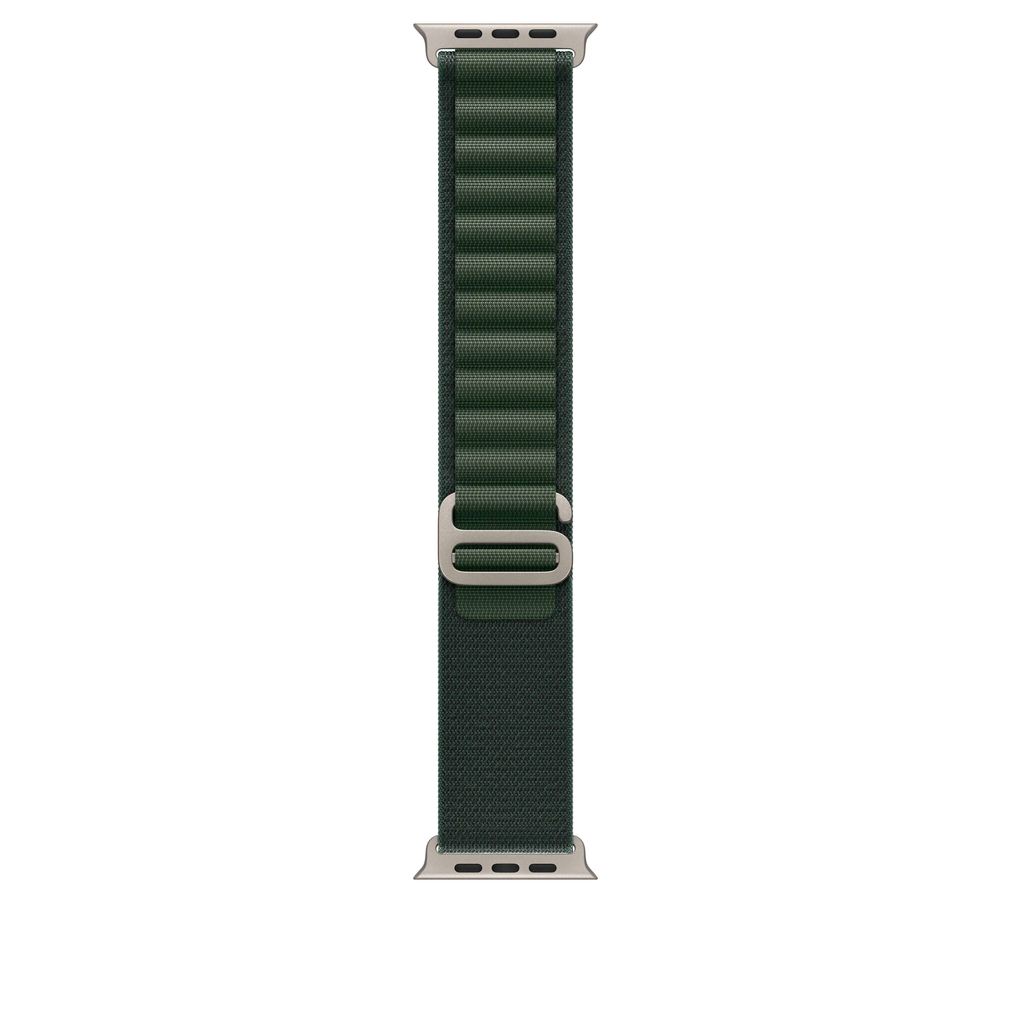 Curea Apple pentru Apple Watch 49mm Dark Green Alpine Loop, Medium, Natural Titanium Finish