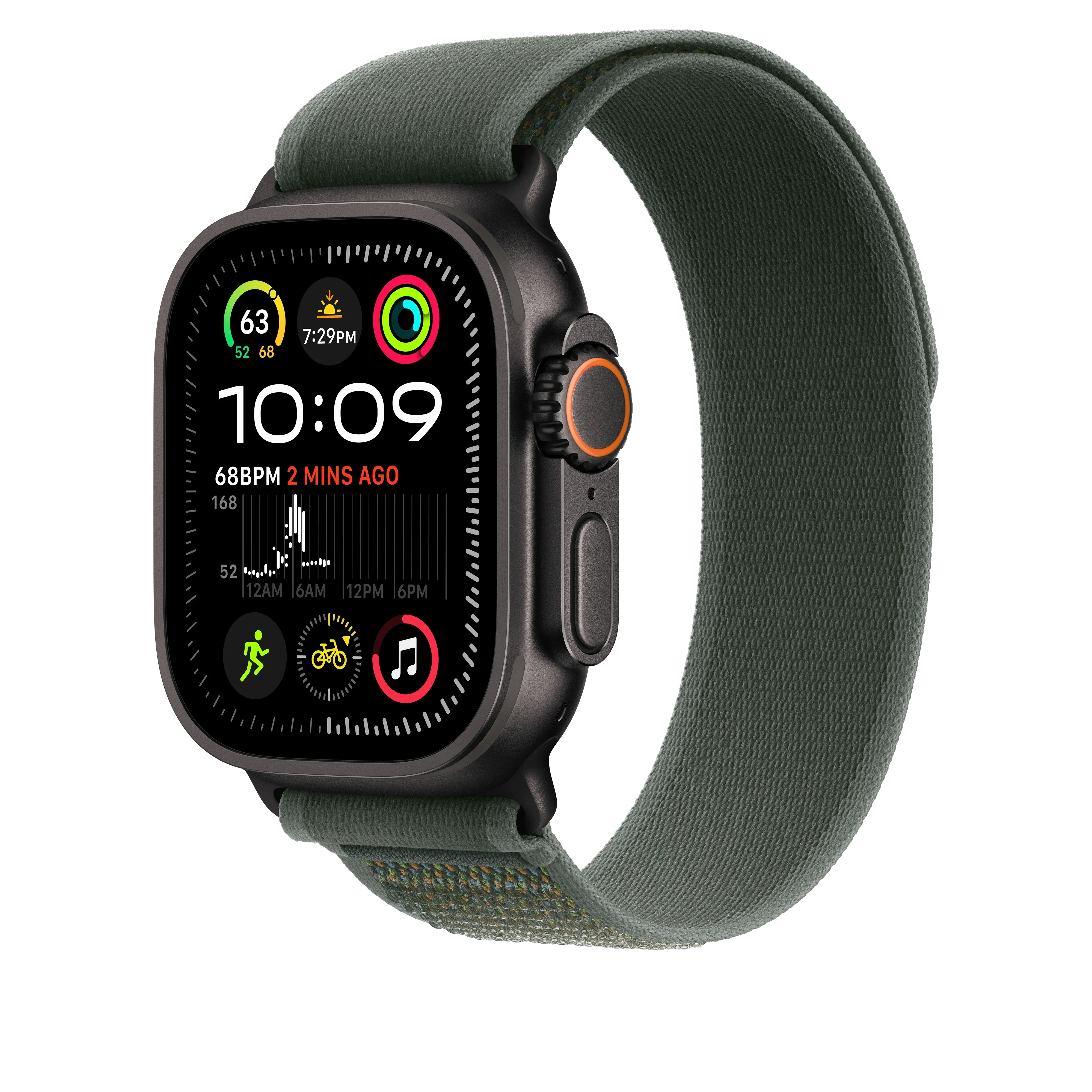 Curea Apple pentru Apple Watch 49mm Green Trail Loop, S/M, Black Titanium Finish - Image 2