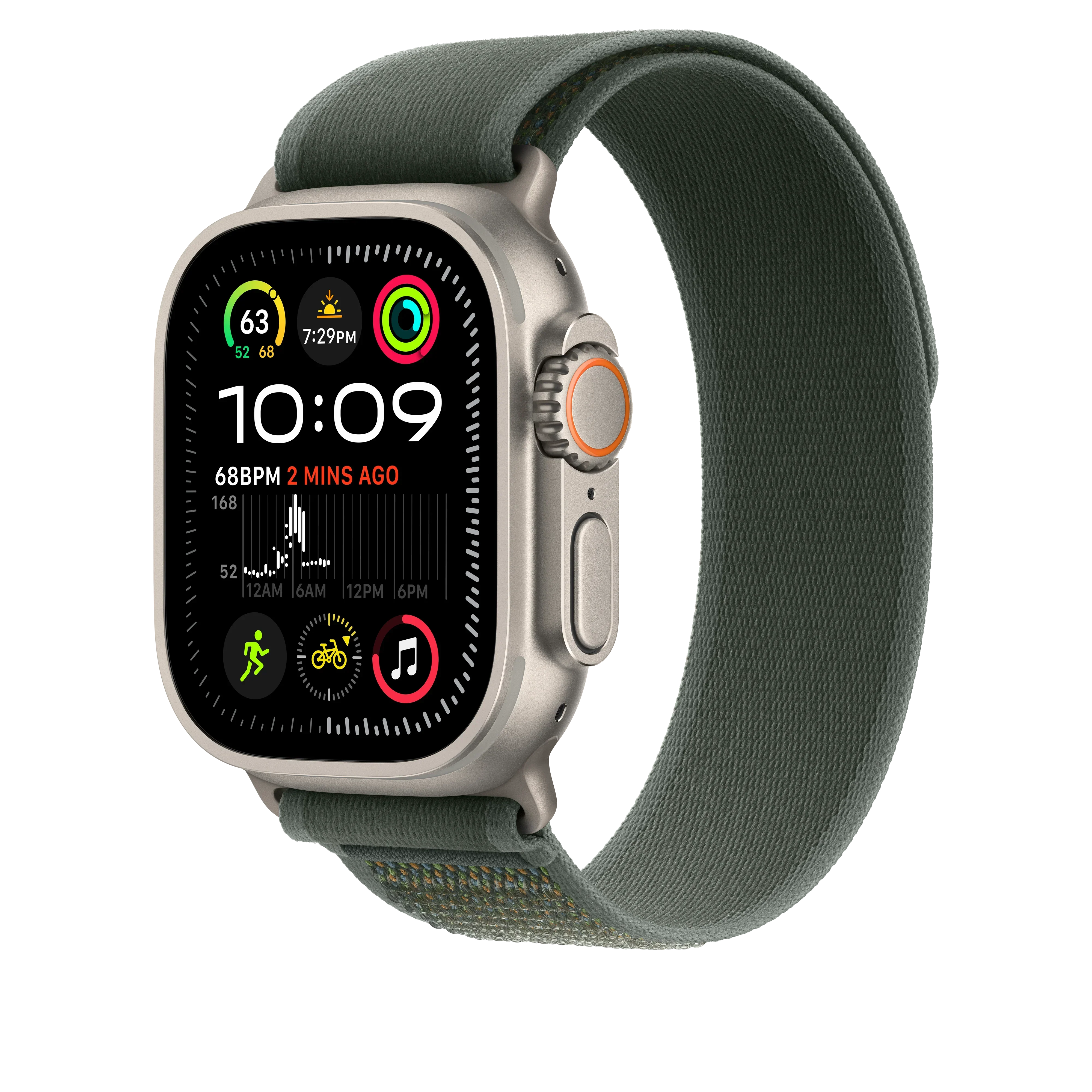Curea Apple pentru Apple Watch 49mm Green Trail Loop, S/M, Natural Titanium Finish - Image 2