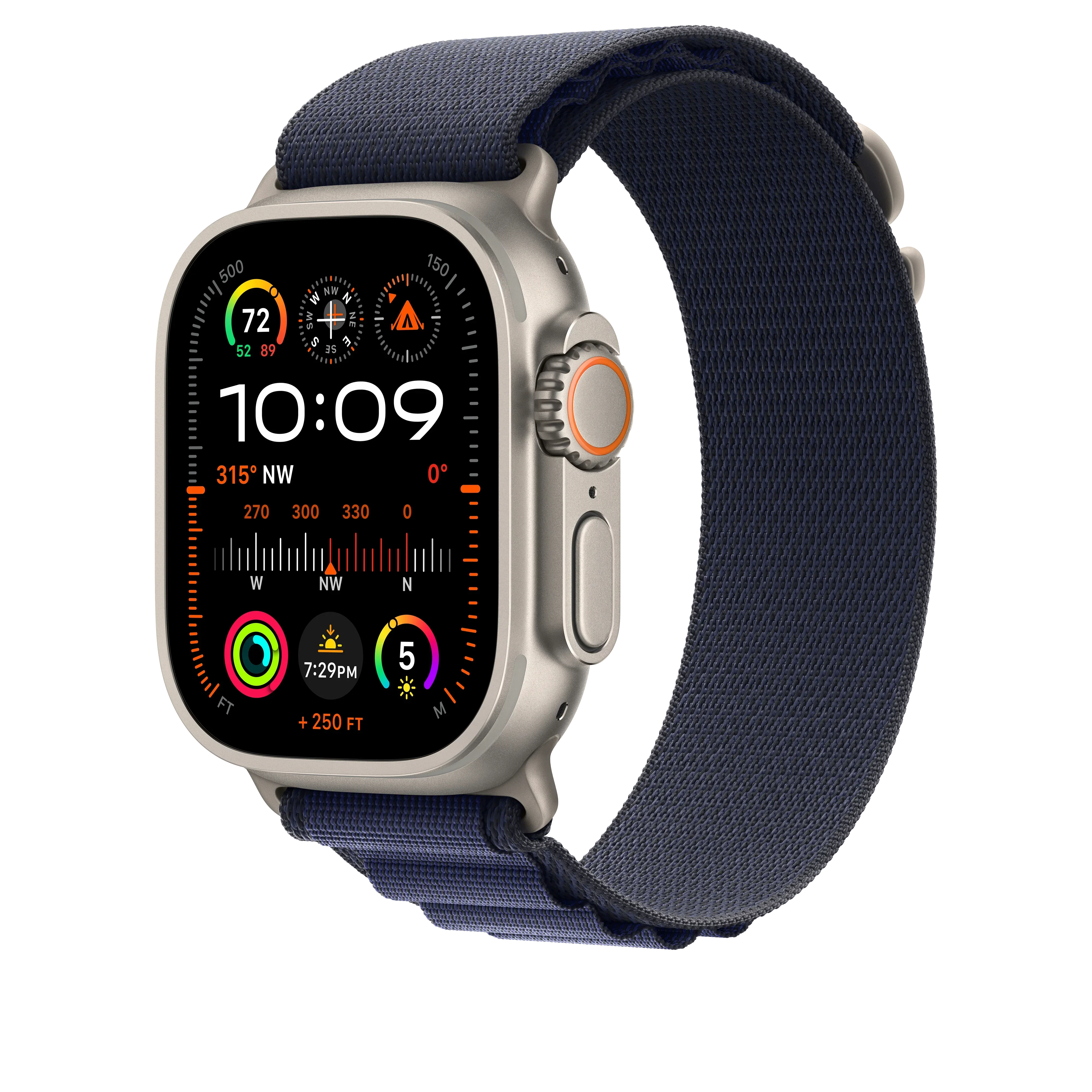 Curea Apple pentru Apple Watch 49mm Navy Alpine Loop, Large, Natural Titanium Finish - Image 2
