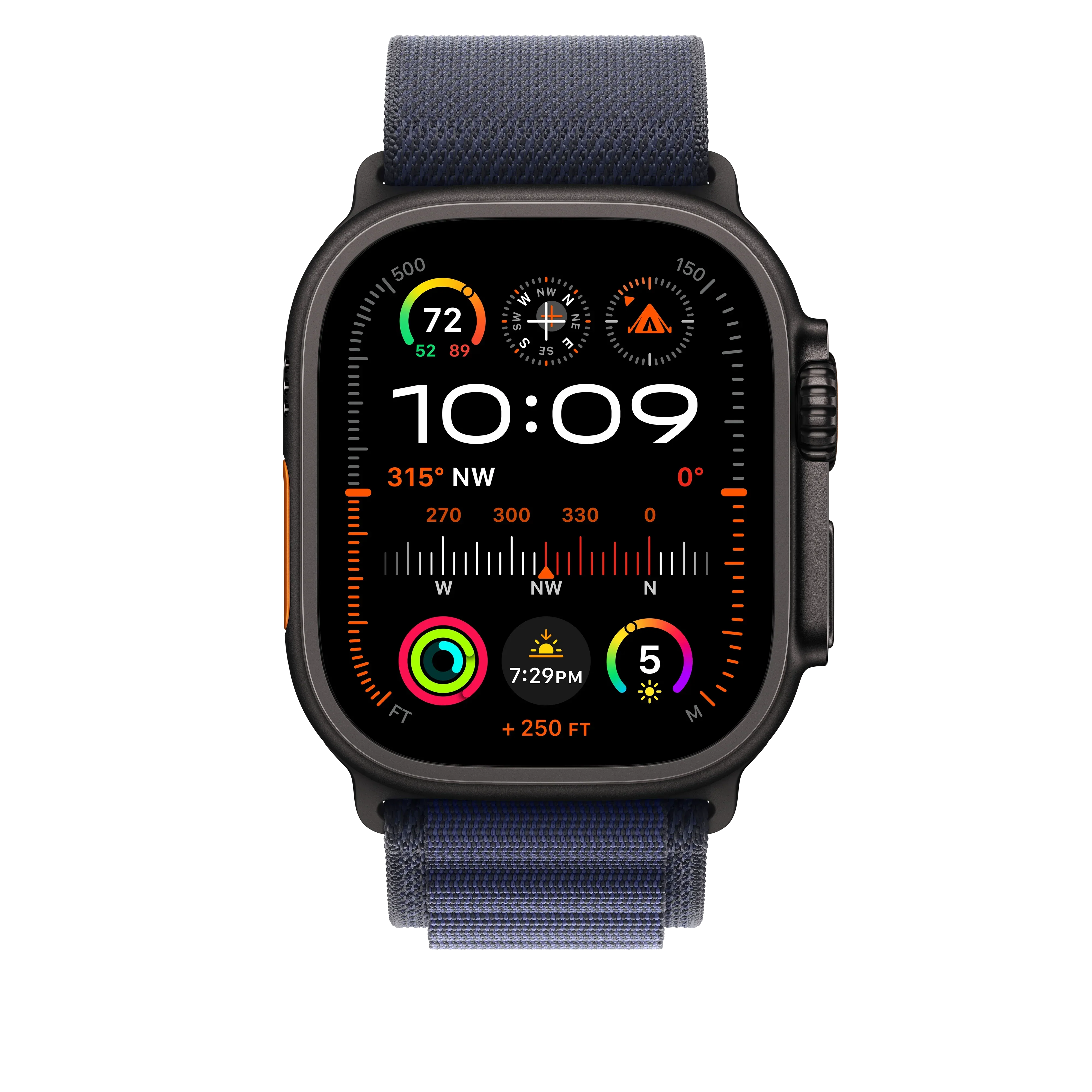 Curea Apple pentru Apple Watch 49mm Navy Alpine Loop, Medium, Black Titanium Finish - Image 3