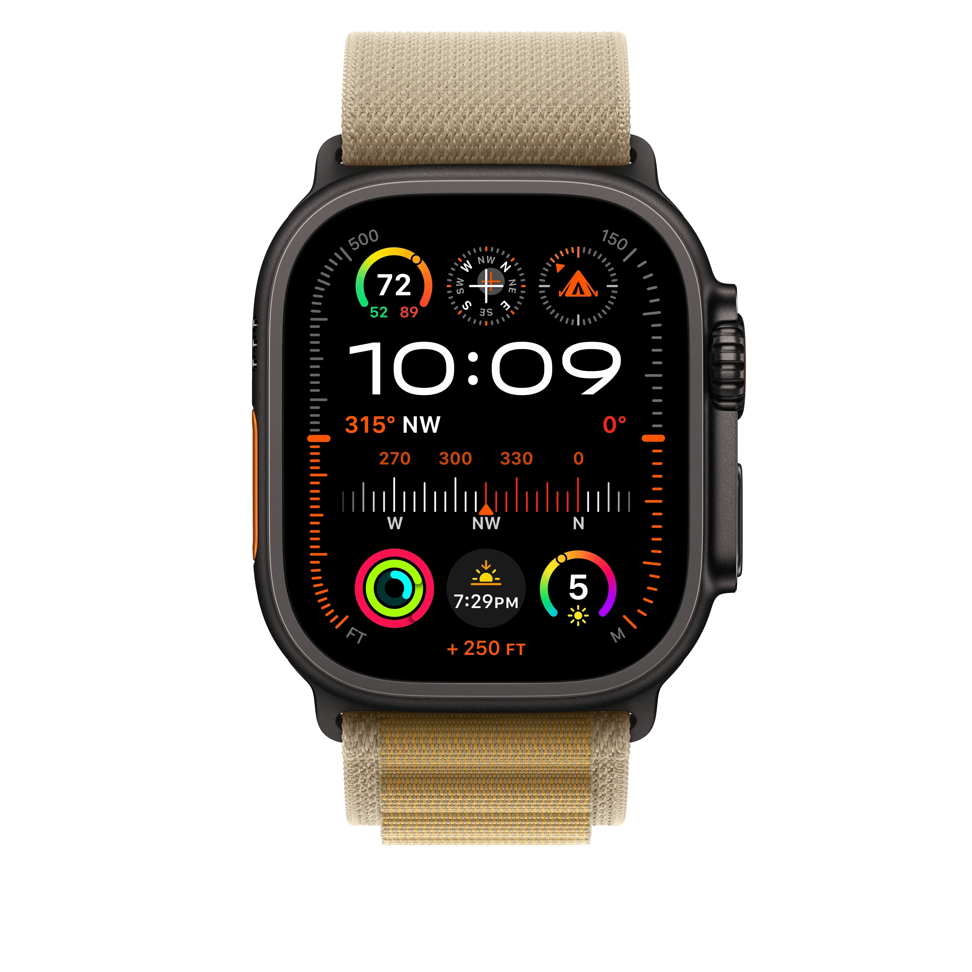 Curea Apple pentru Apple Watch 49mm Tan Alpine Loop, Medium, Black Titanium Finish - Image 3