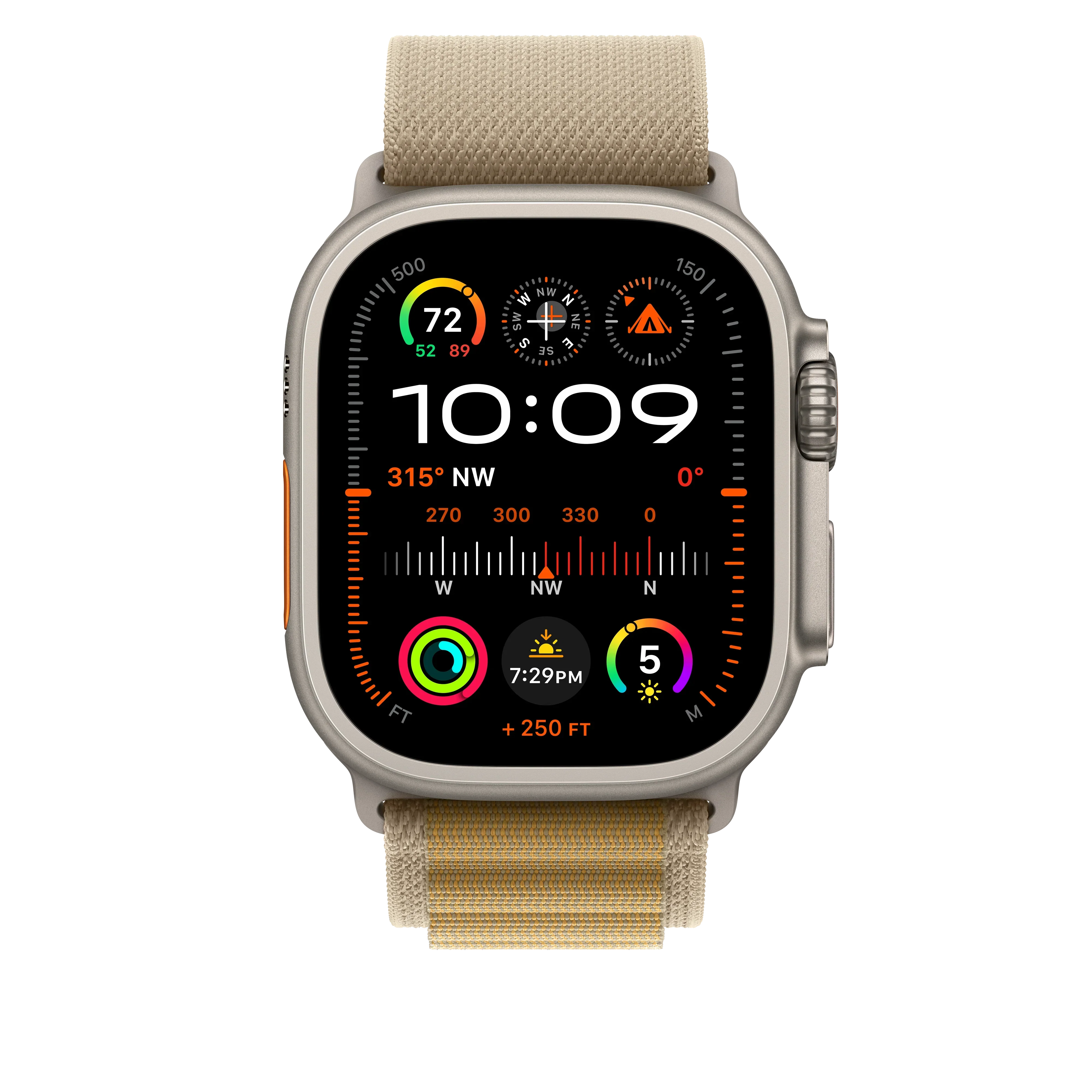 Curea Apple pentru Apple Watch 49mm Tan Alpine Loop, Medium, Natural Titanium Finish - Image 3