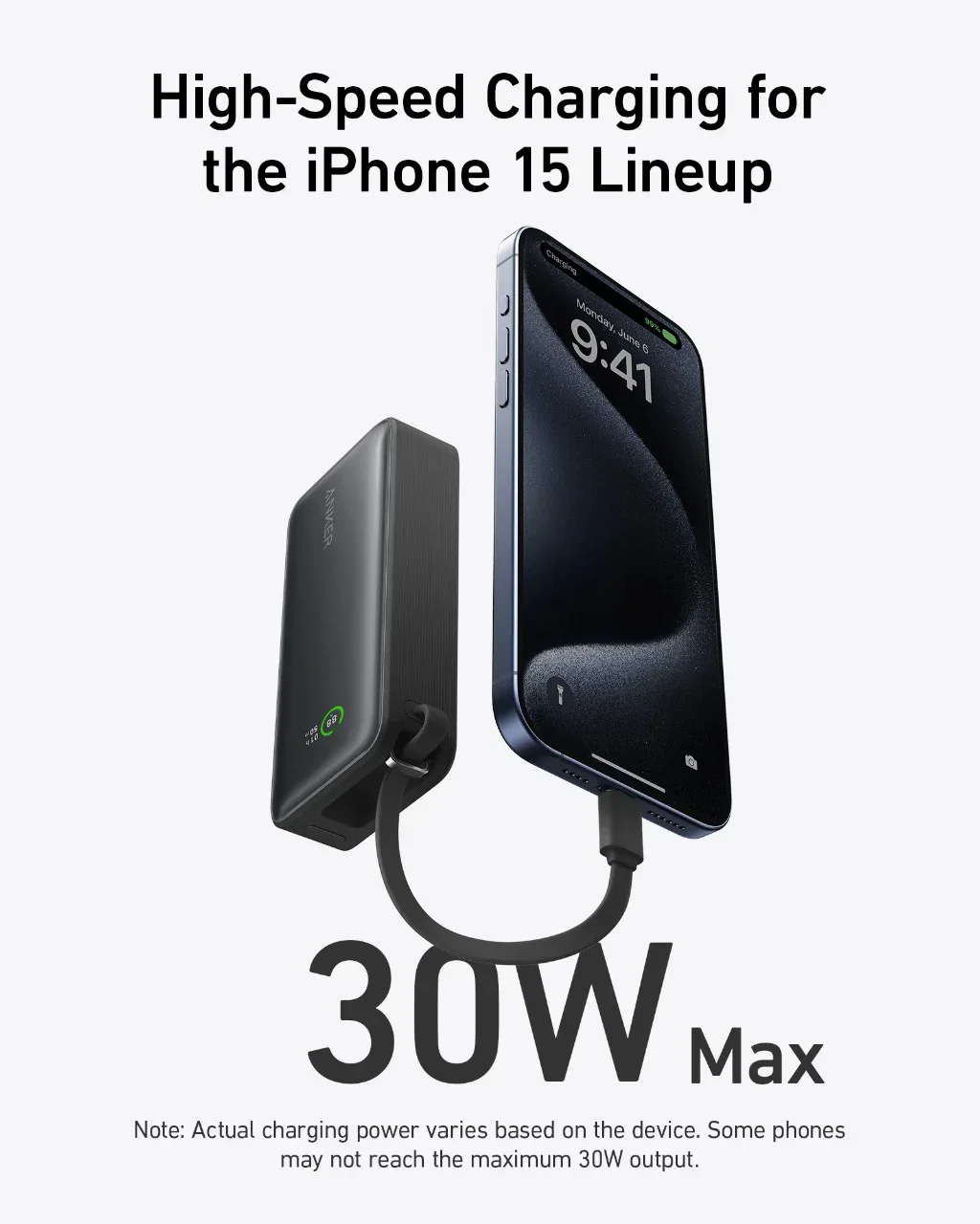 Baterie externa Anker Nano 10000 mAh 30W cablu USB-C negru - Image 2