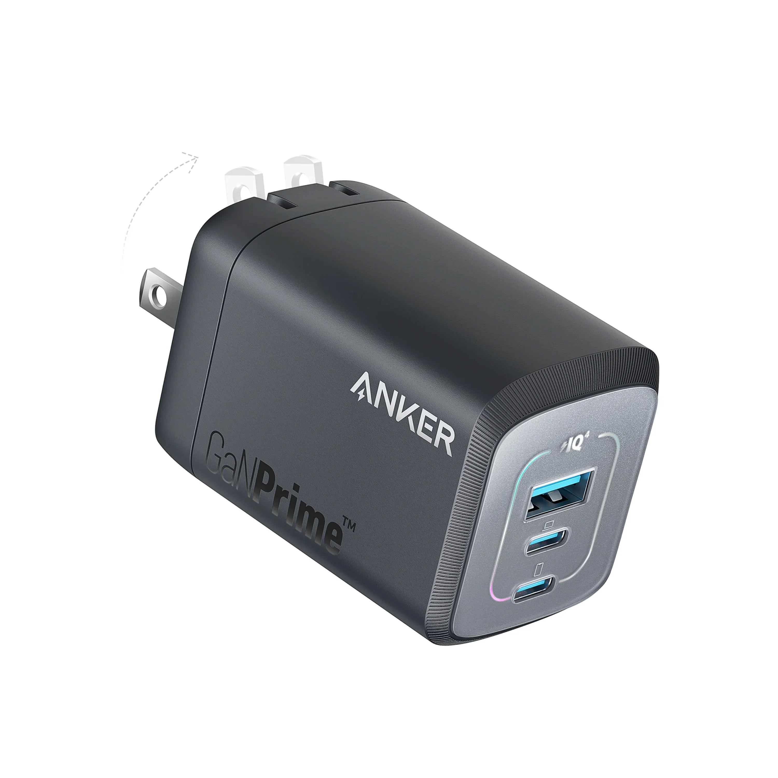 Adaptor priza Anker Prime GaN PPS, 100W, 2x USB-C, 1x USB-A, Gri - Image 2