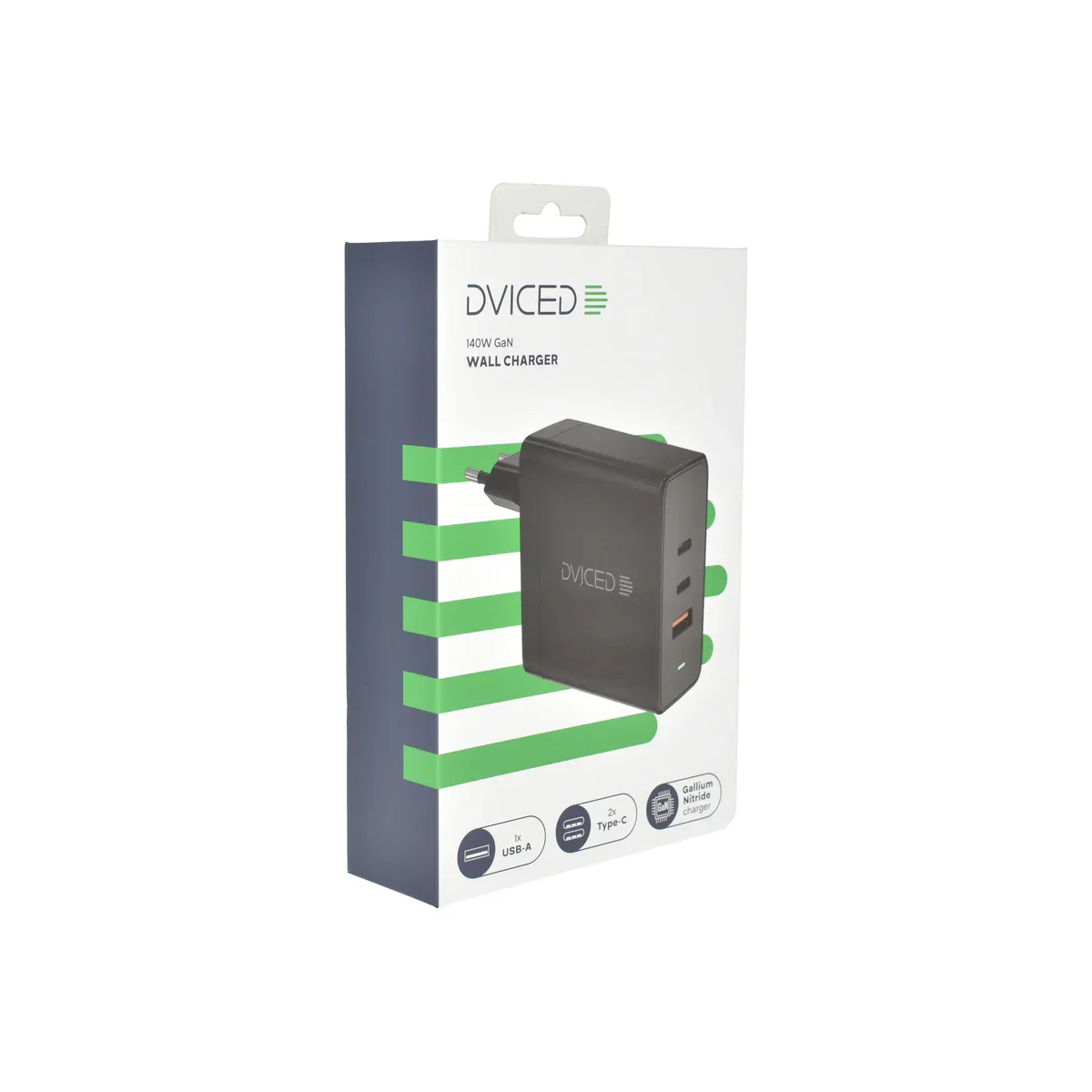 Adaptor priza Dviced 140W GaN 2 USB-C, USB-A EU - Negru - Image 4
