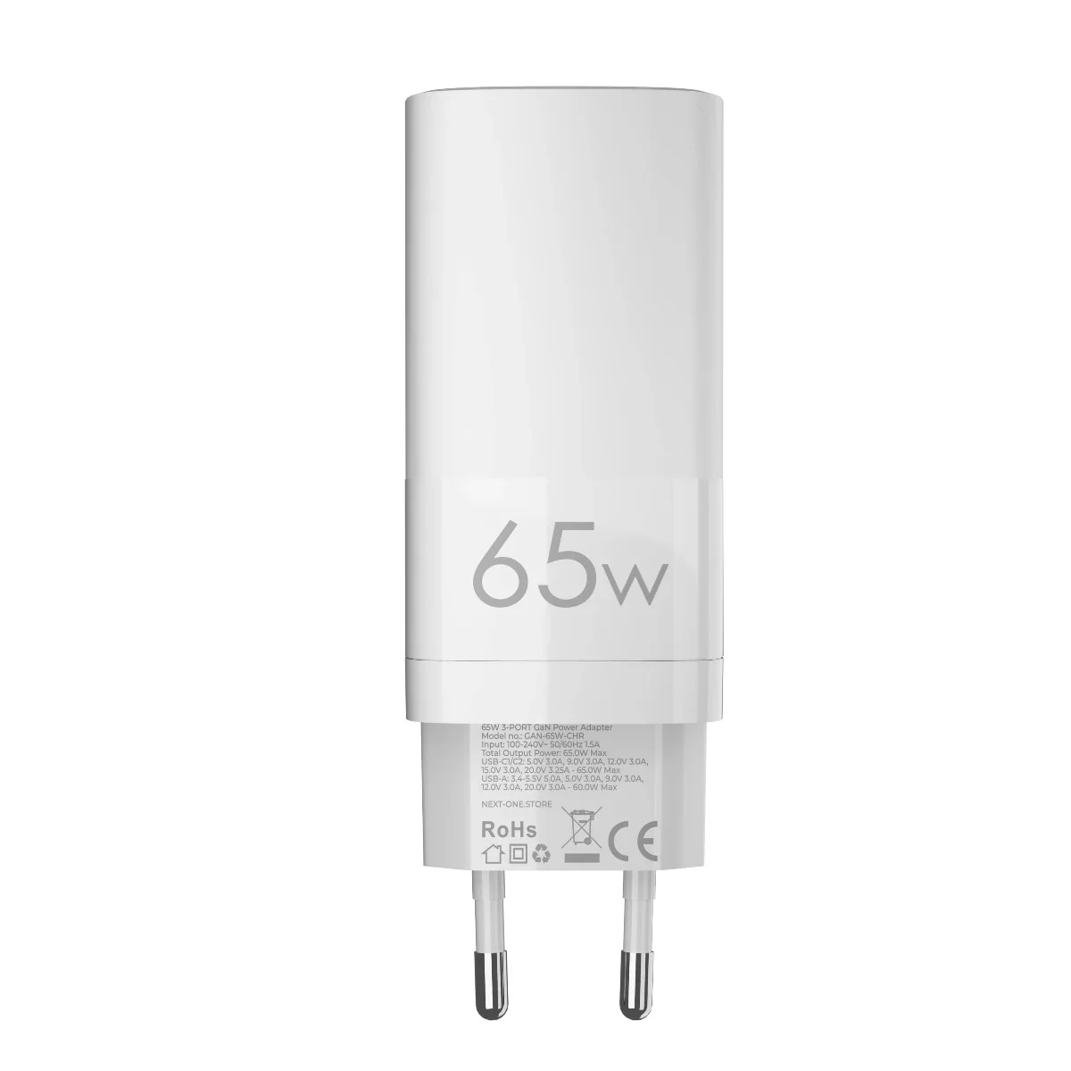 Adaptor priza NOA fast charging cu trei porturi (2x USB-C, 1x USB-A), 65W GaN Charger - Image 3