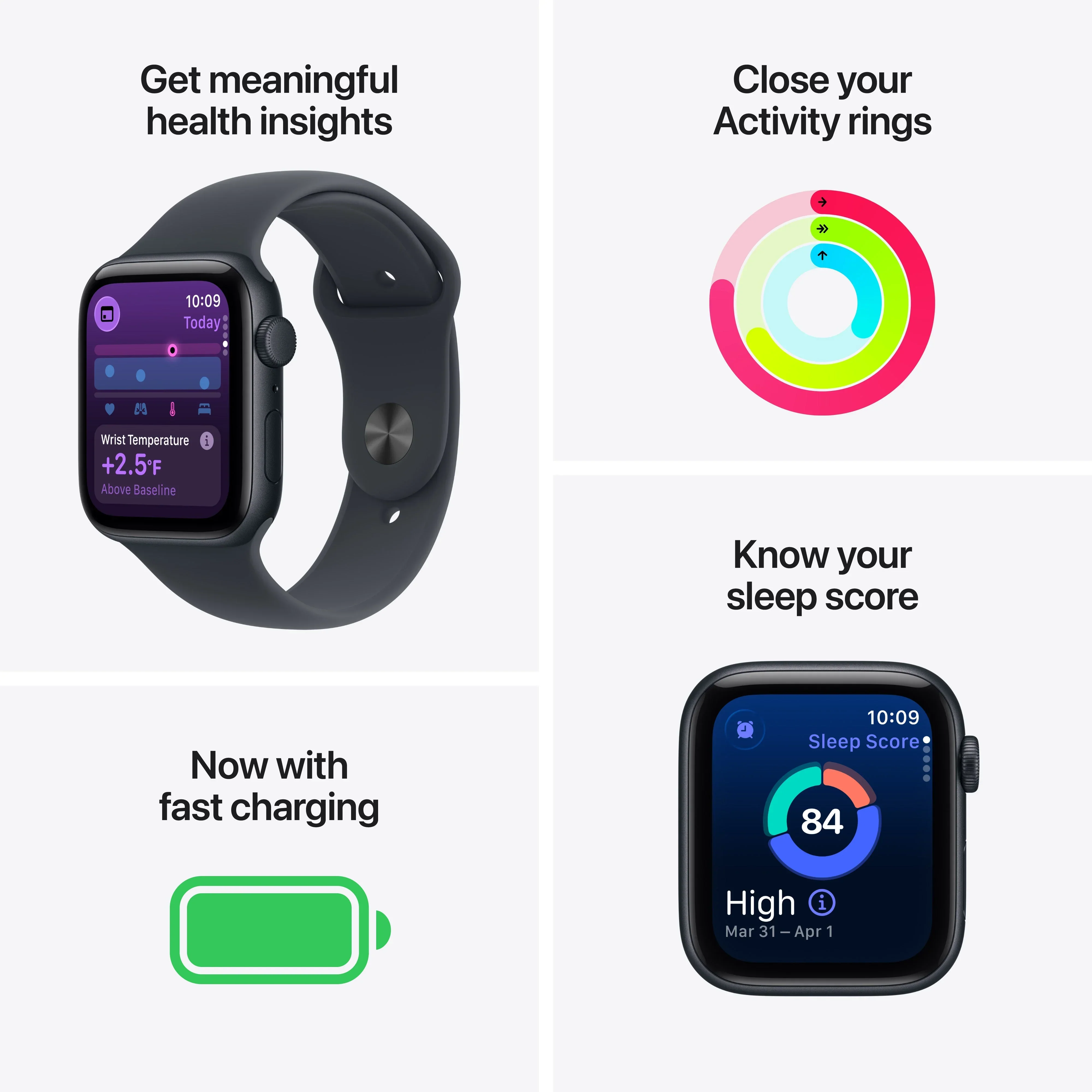 Apple Watch SE 3 GPS 44mm Midnight Aluminium Case with Midnight Sport Band - M/L - Image 3