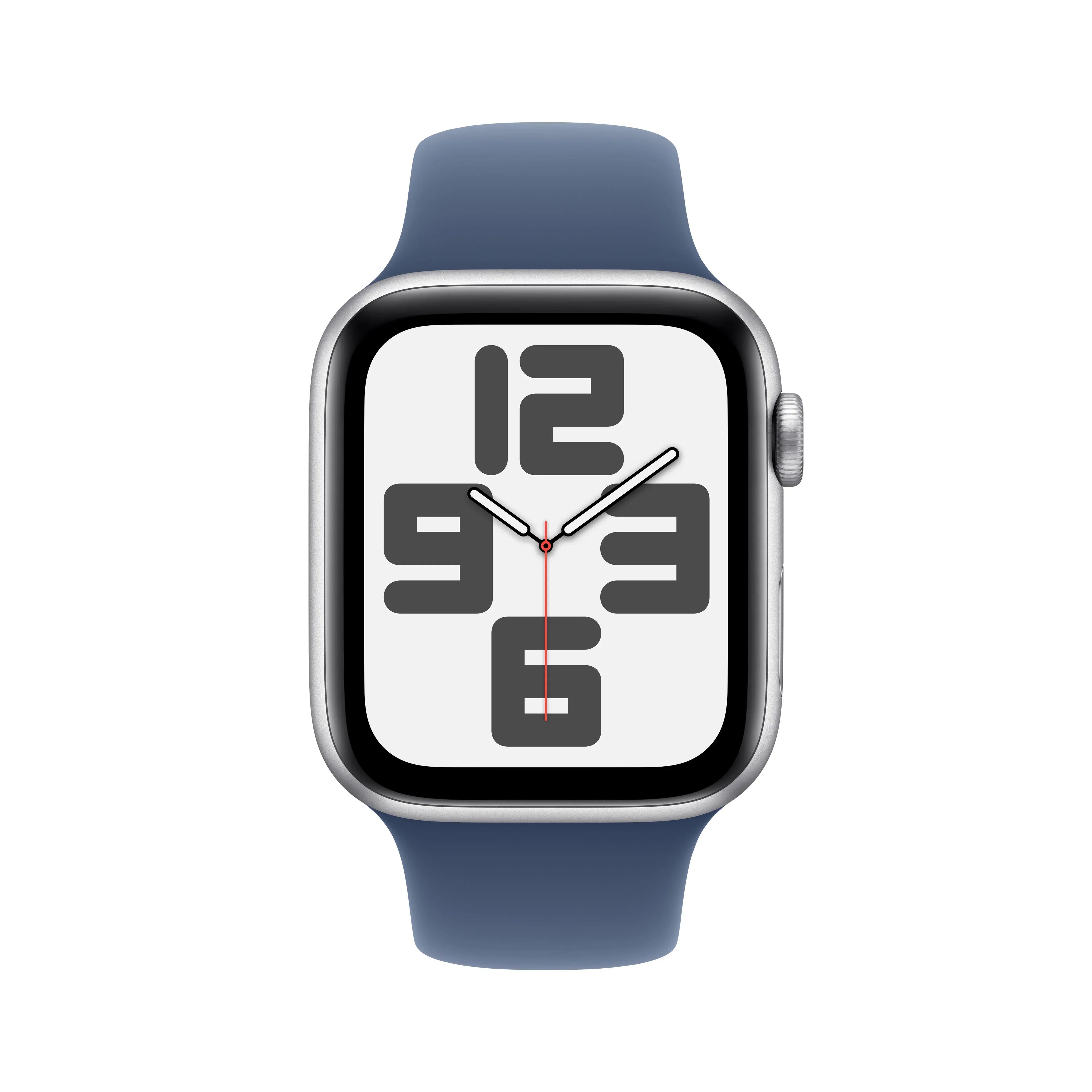 Apple Watch SE GPS + Cellular, 44mm Silver Aluminium Case, Denim Sport Band - M/L - Image 2