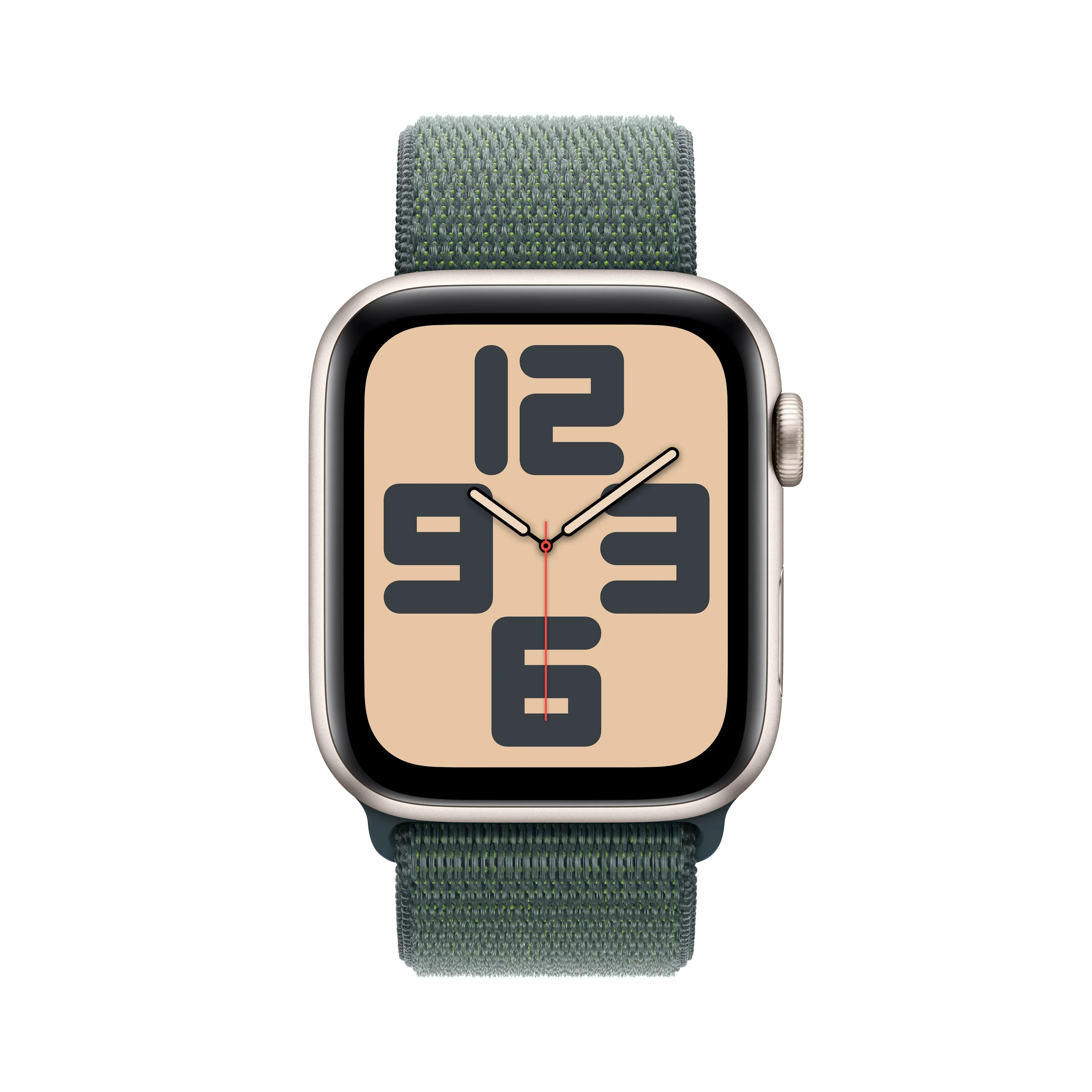 Apple Watch SE GPS + Cellular, 44mm Starlight Aluminium Case, Lake Green Sport Loop - Image 2