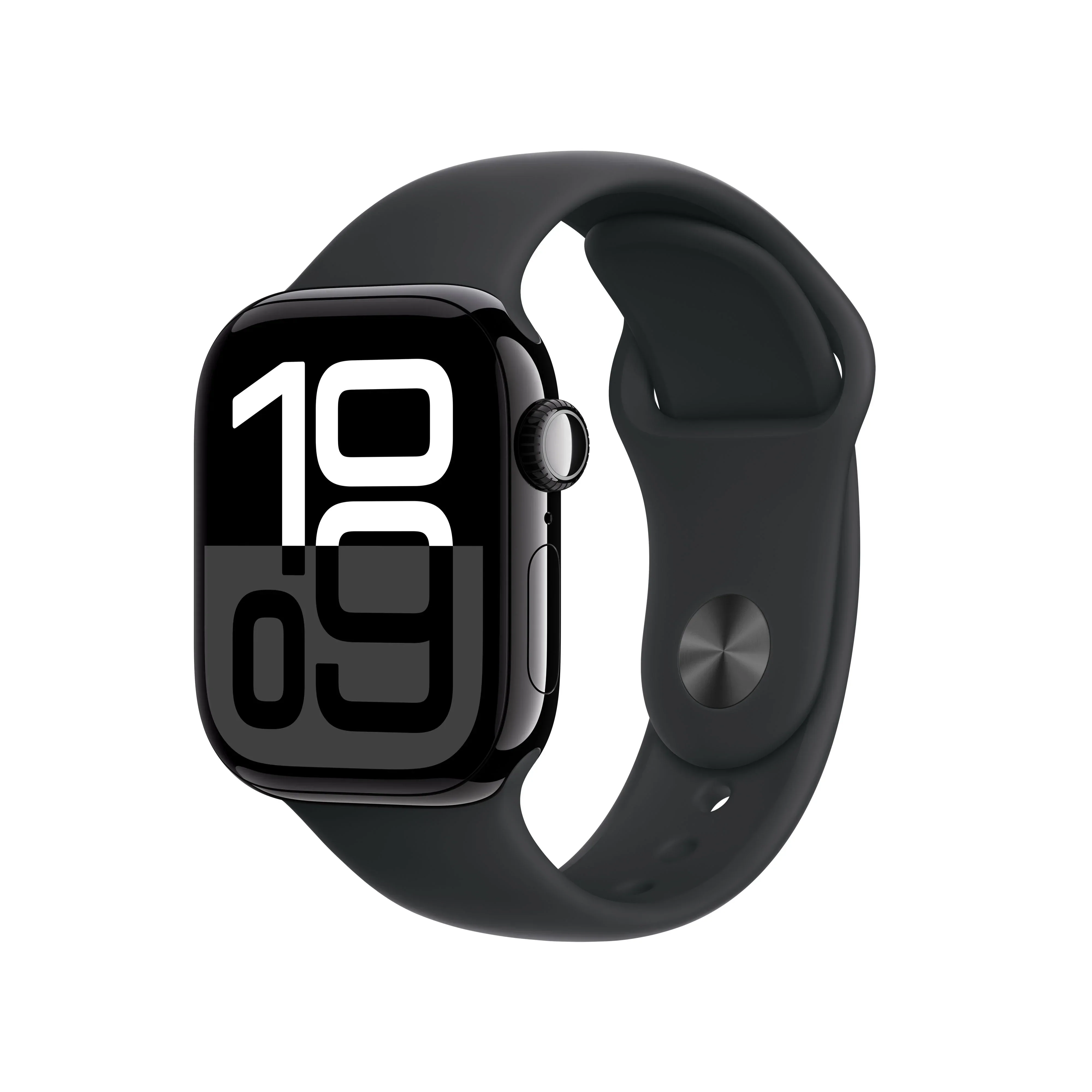 Apple Watch Series 10 GPS, 42mm Jet Black Aluminium Case, Black Sport Band - M/L