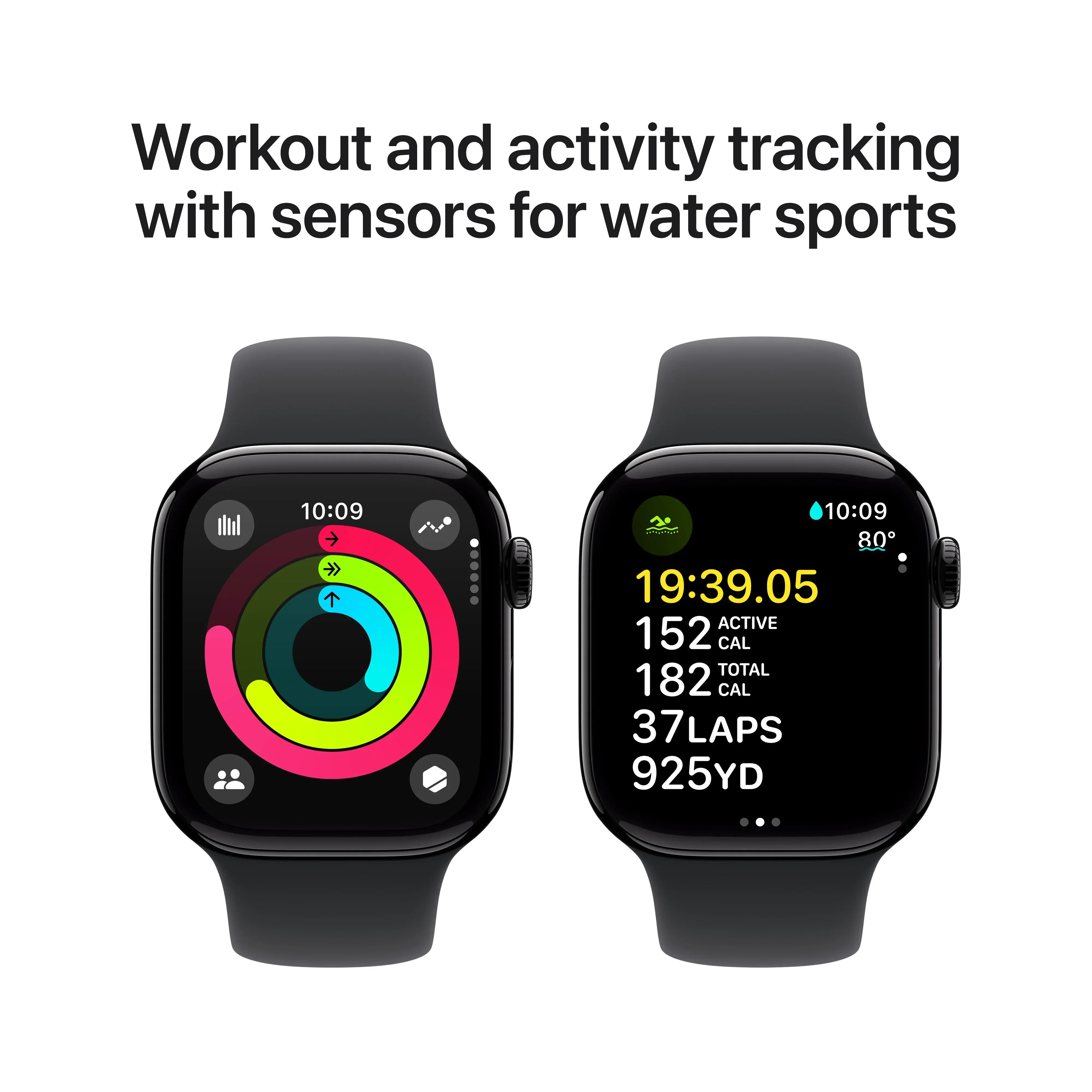 Apple Watch Series 10 GPS, 42mm Jet Black Aluminium Case, Black Sport Band - M/L - Image 4