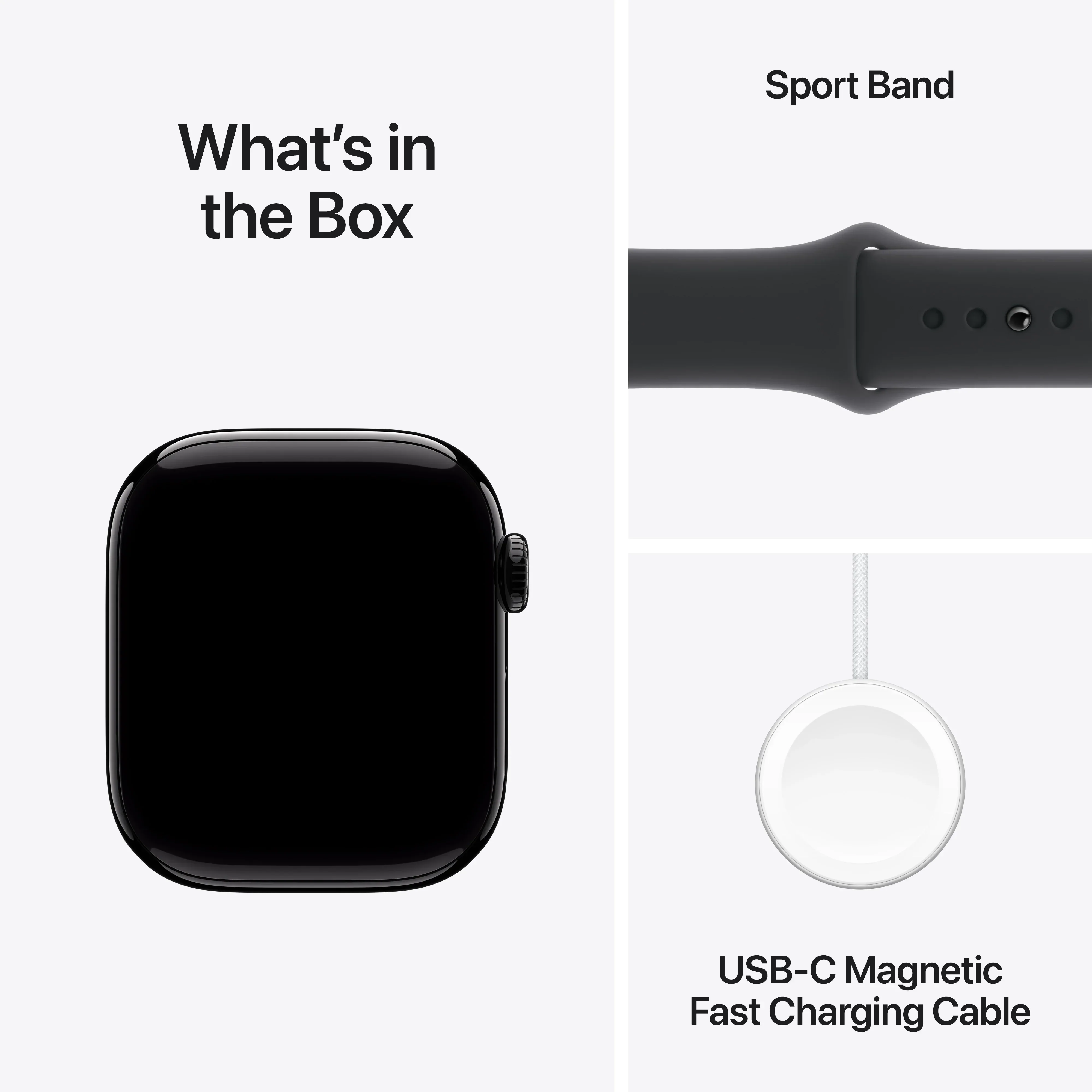 Apple Watch Series 10 GPS, 42mm Jet Black Aluminium Case, Black Sport Band - M/L - Image 9