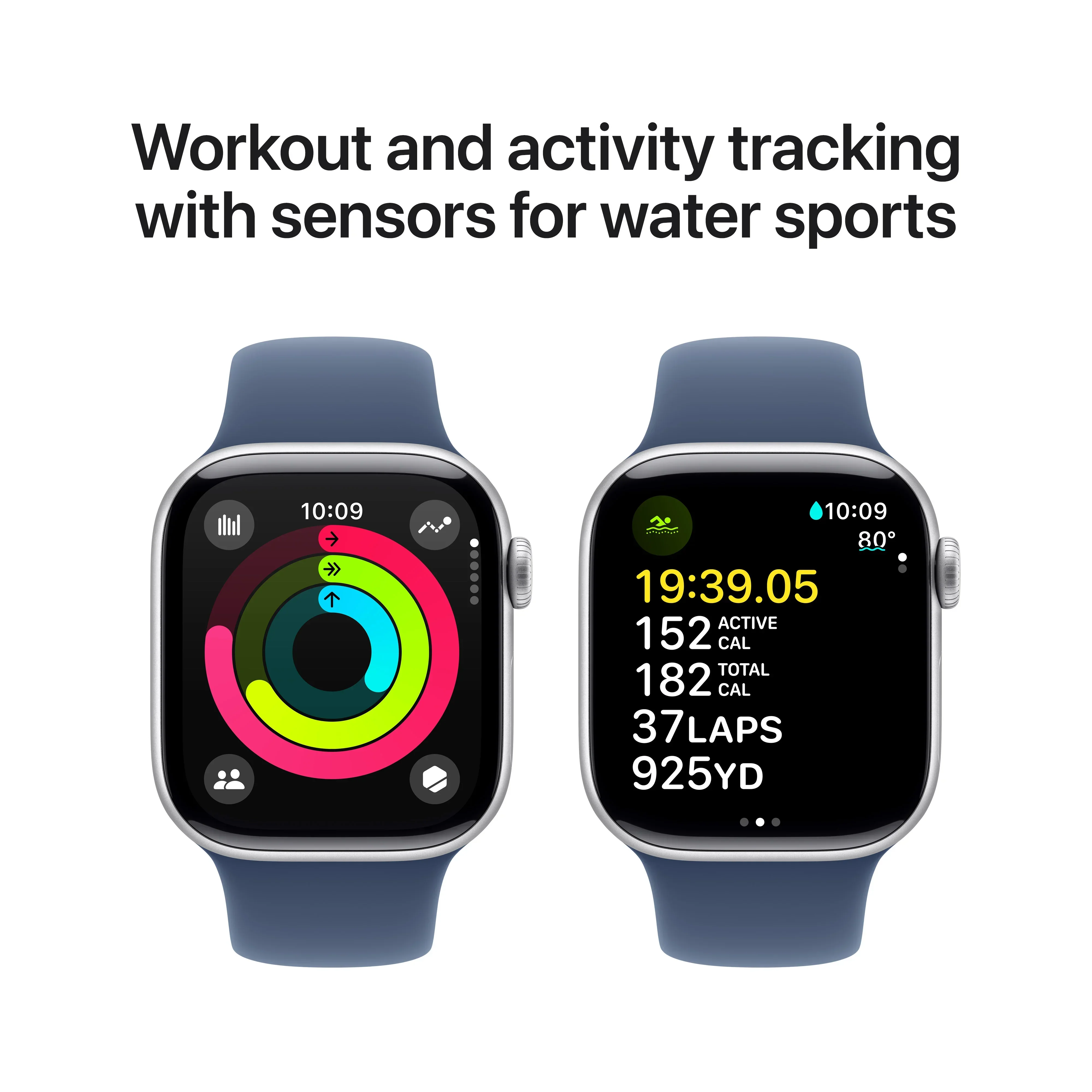 Apple Watch Series 10 GPS, 42mm Silver Aluminium Case, Denim Sport Band - M/L - Image 4