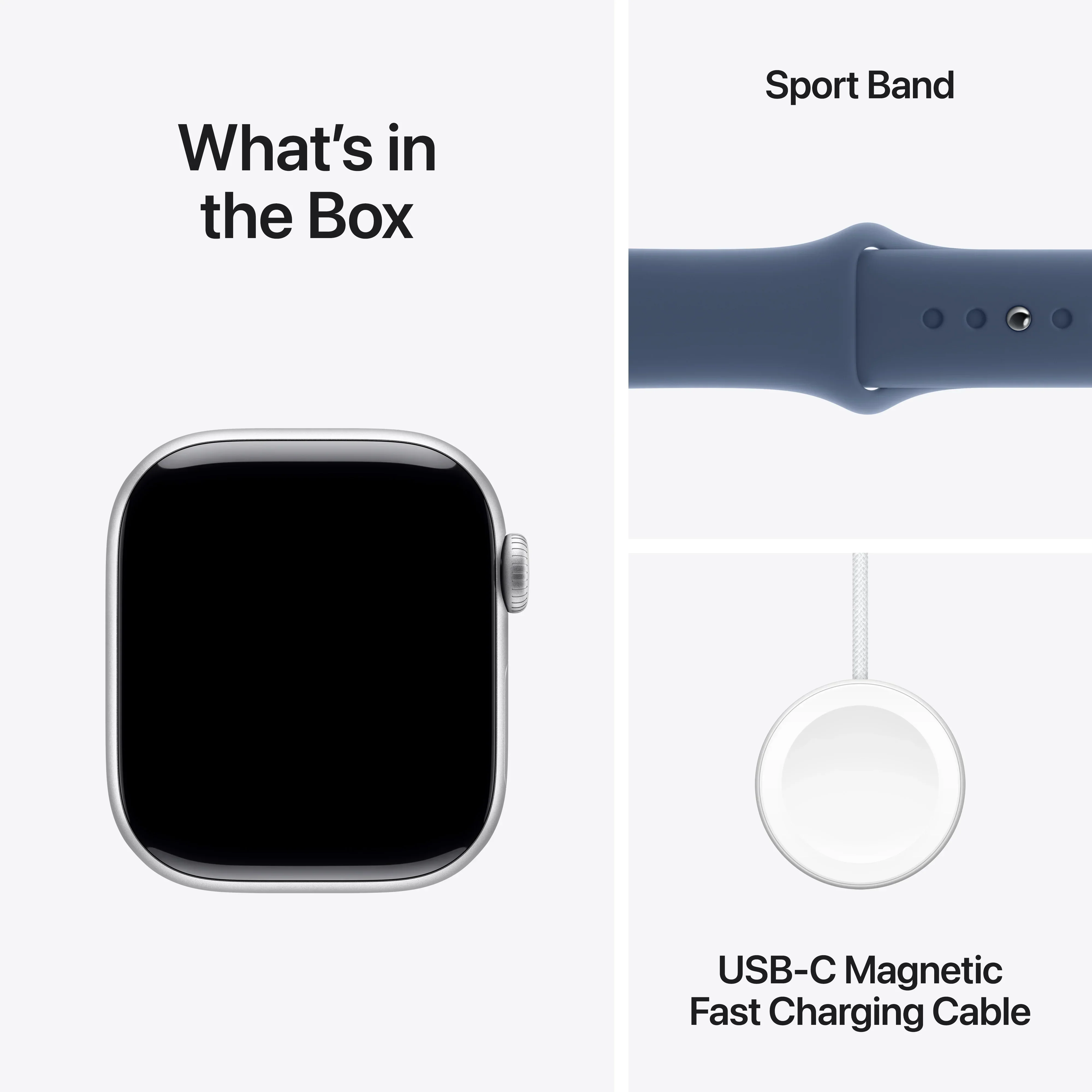 Apple Watch Series 10 GPS, 42mm Silver Aluminium Case, Denim Sport Band - M/L - Image 9