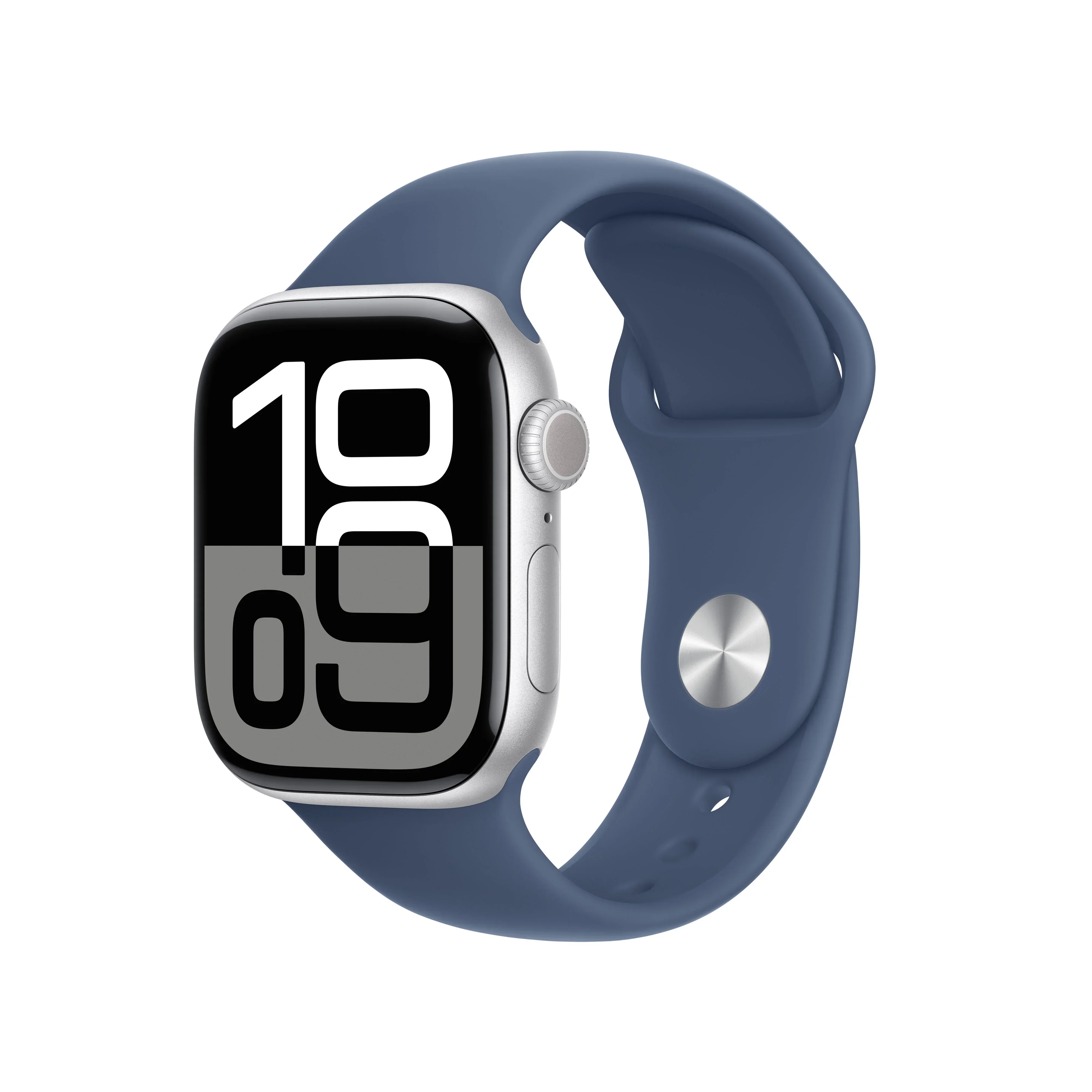Apple Watch Series 10 GPS, 42mm Silver Aluminium Case, Denim Sport Band - S/M