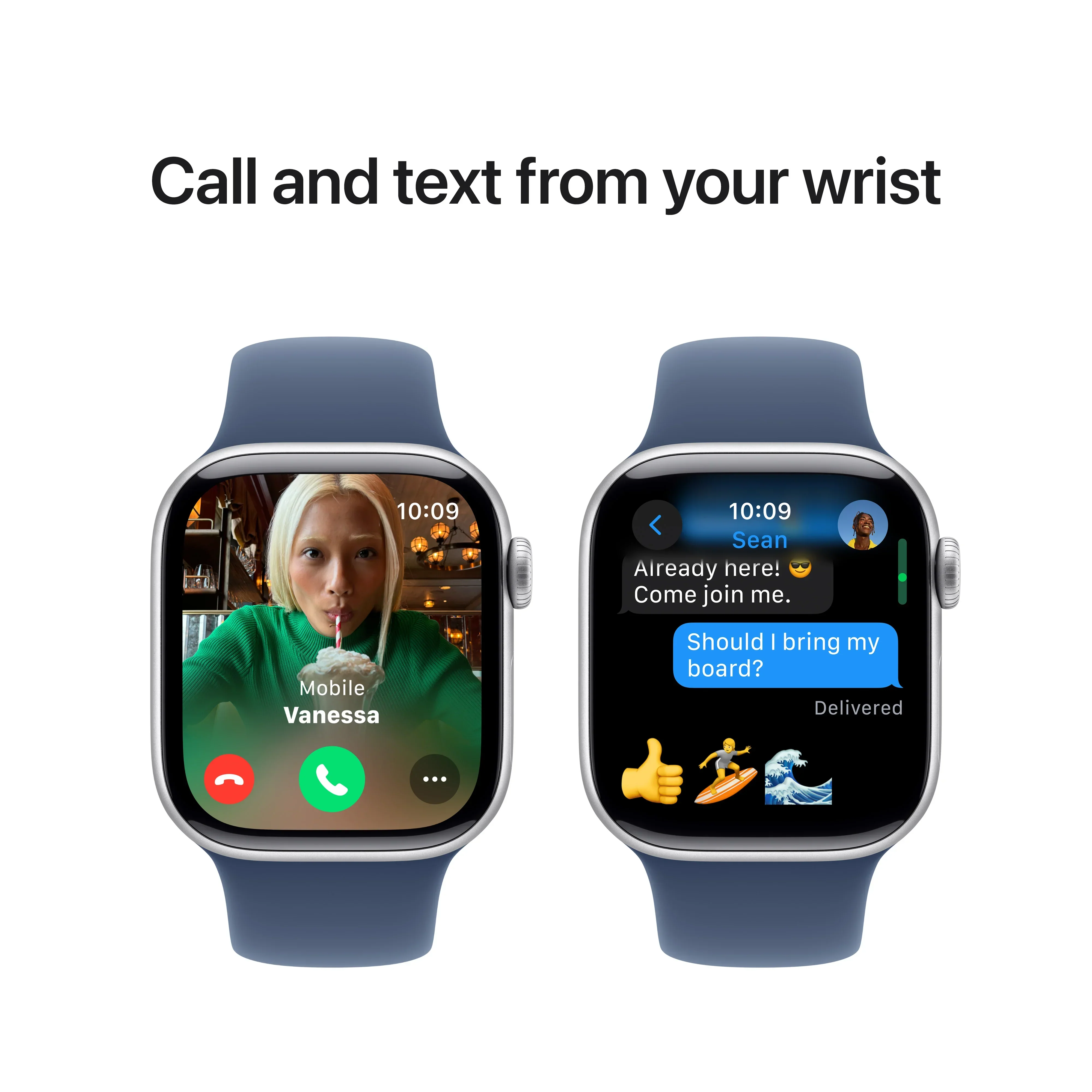 Apple Watch Series 10 GPS, 42mm Silver Aluminium Case, Denim Sport Band - S/M - Image 7