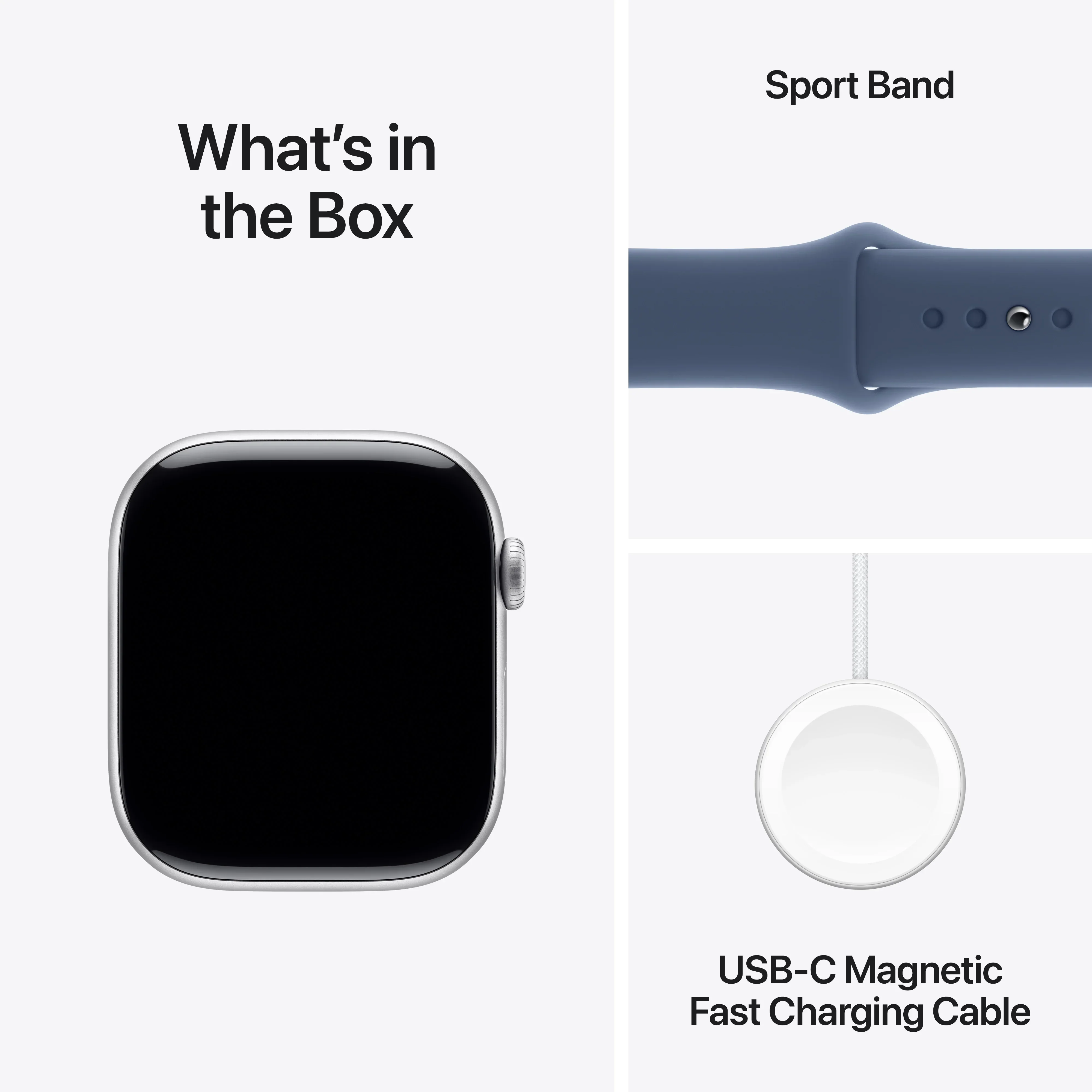 Apple Watch Series 10 GPS, 46mm Silver Aluminium Case, Denim Sport Band - S/M - Image 9