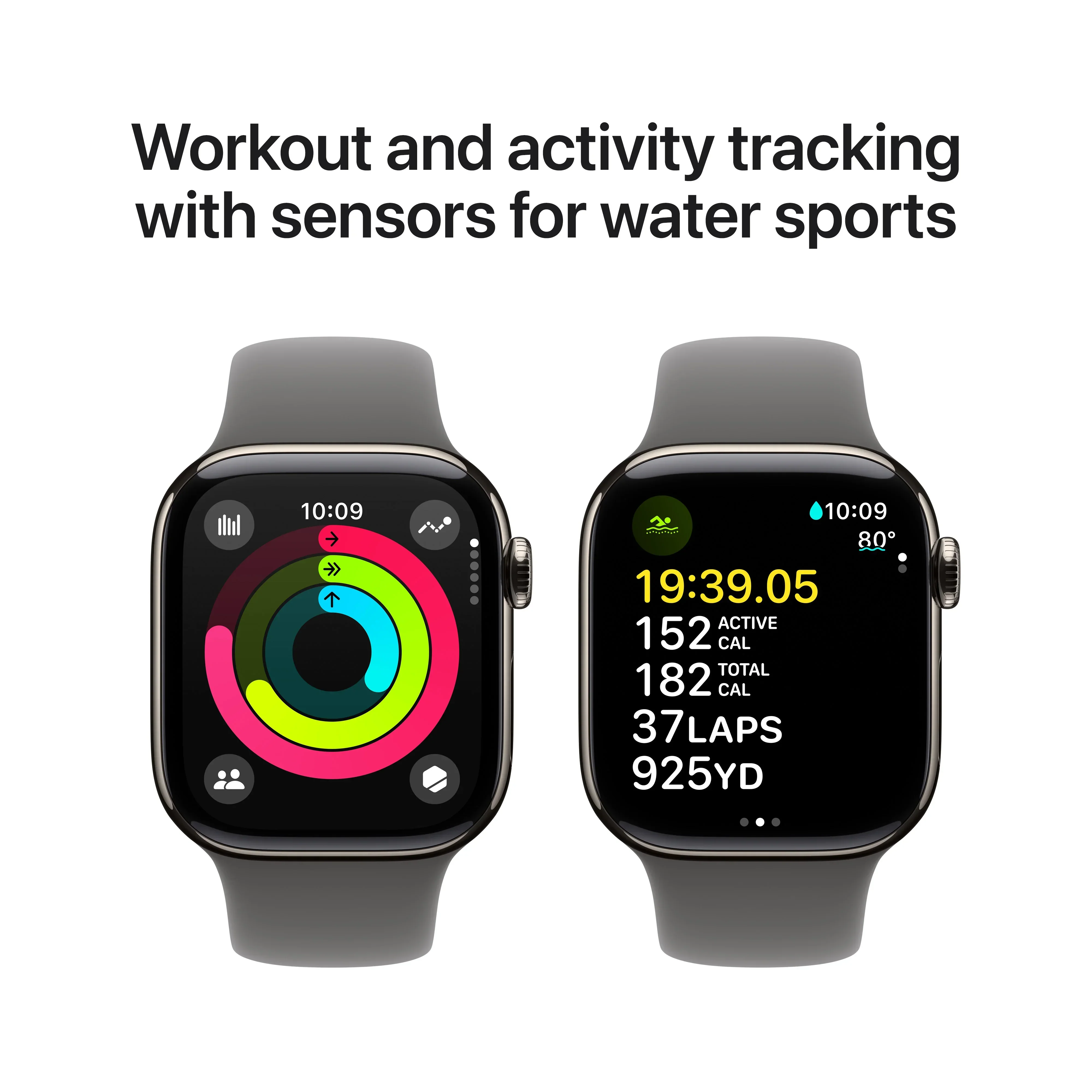 Apple Watch Series 10 GPS + Cellular, 42mm Natural Titanium Case, Stone Grey Sport Band - S/M - Image 4