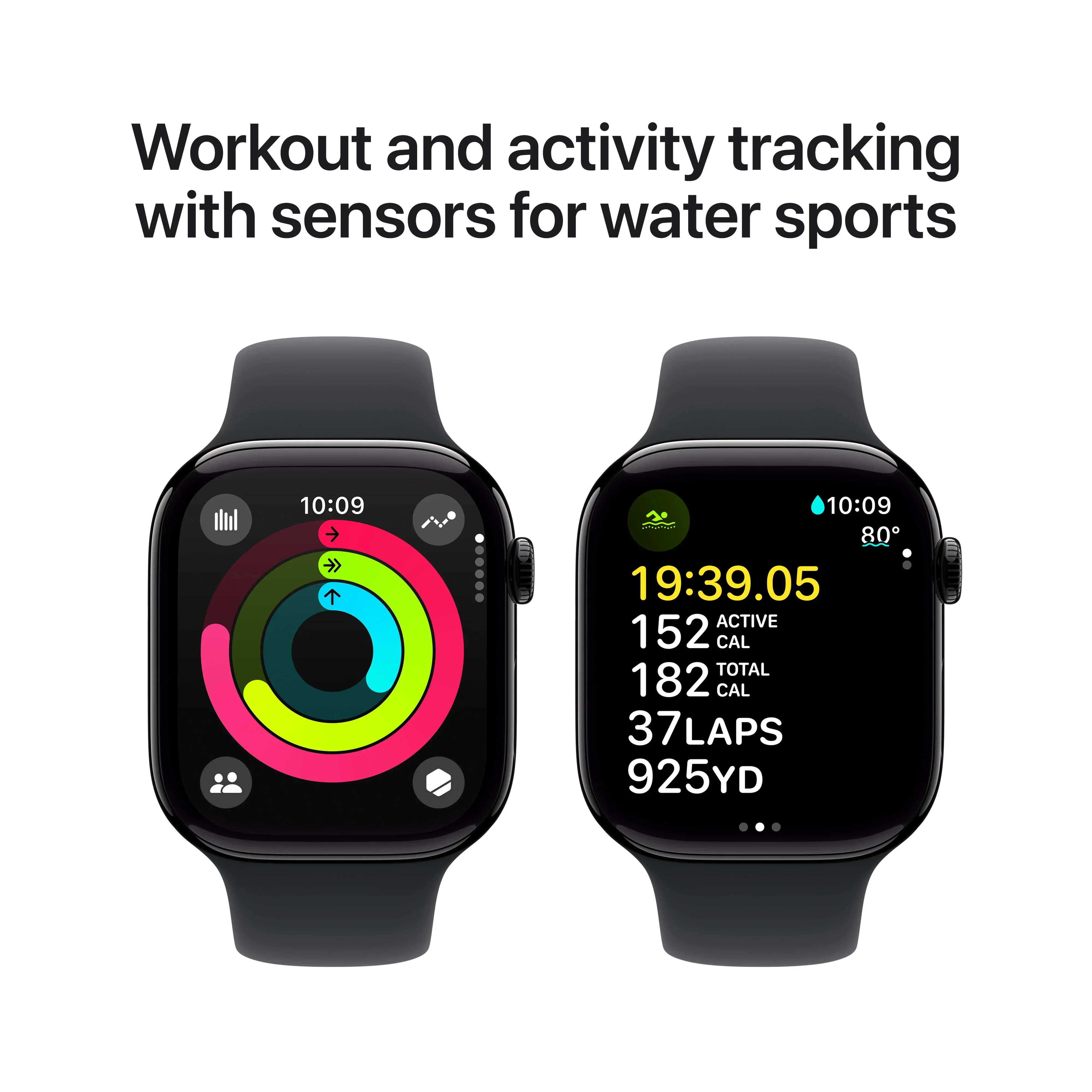 Apple Watch Series 10 GPS + Cellular, 46mm Jet Black Aluminium Case, Black Sport Band - S/M - Image 4