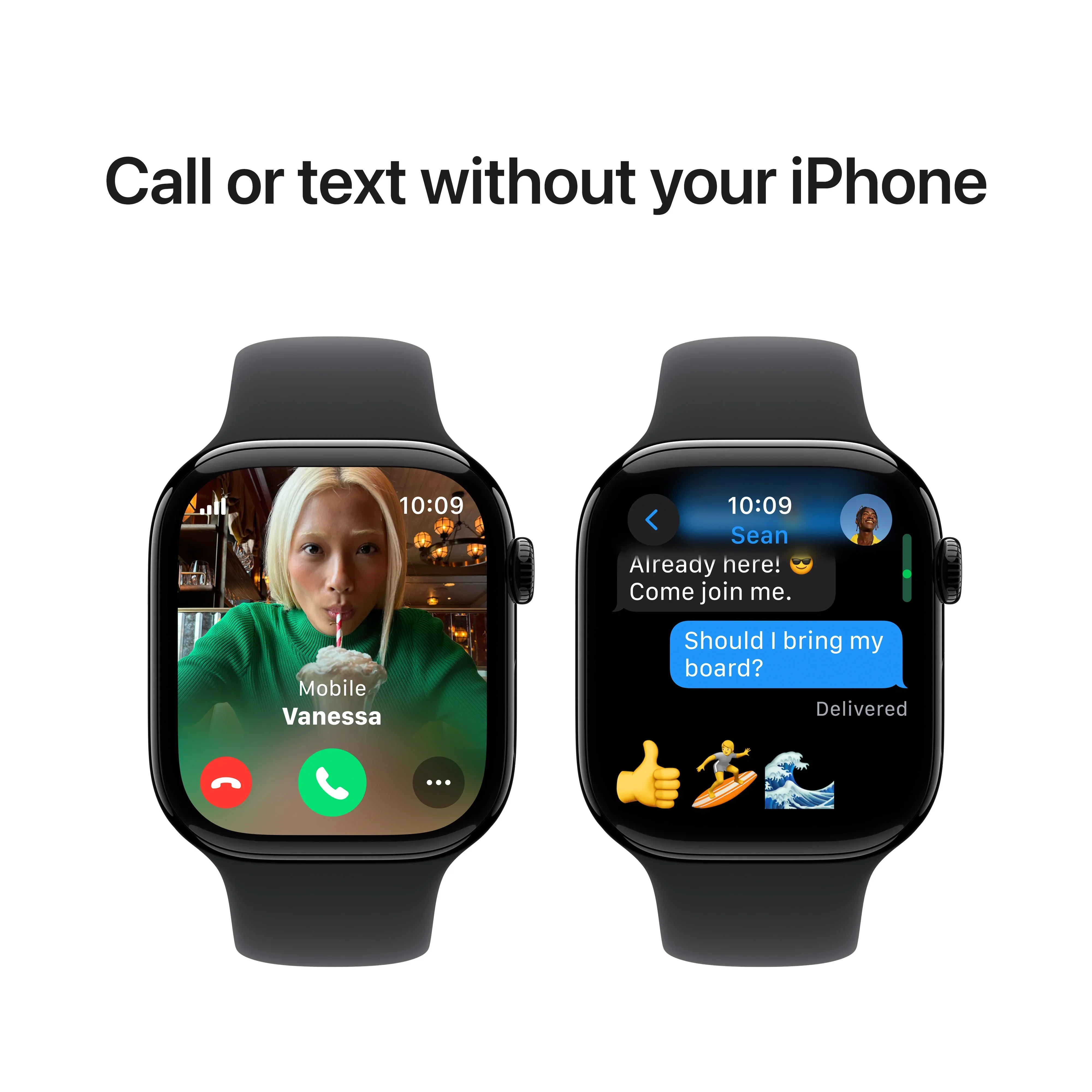 Apple Watch Series 10 GPS + Cellular, 46mm Jet Black Aluminium Case, Black Sport Band - S/M - Image 7