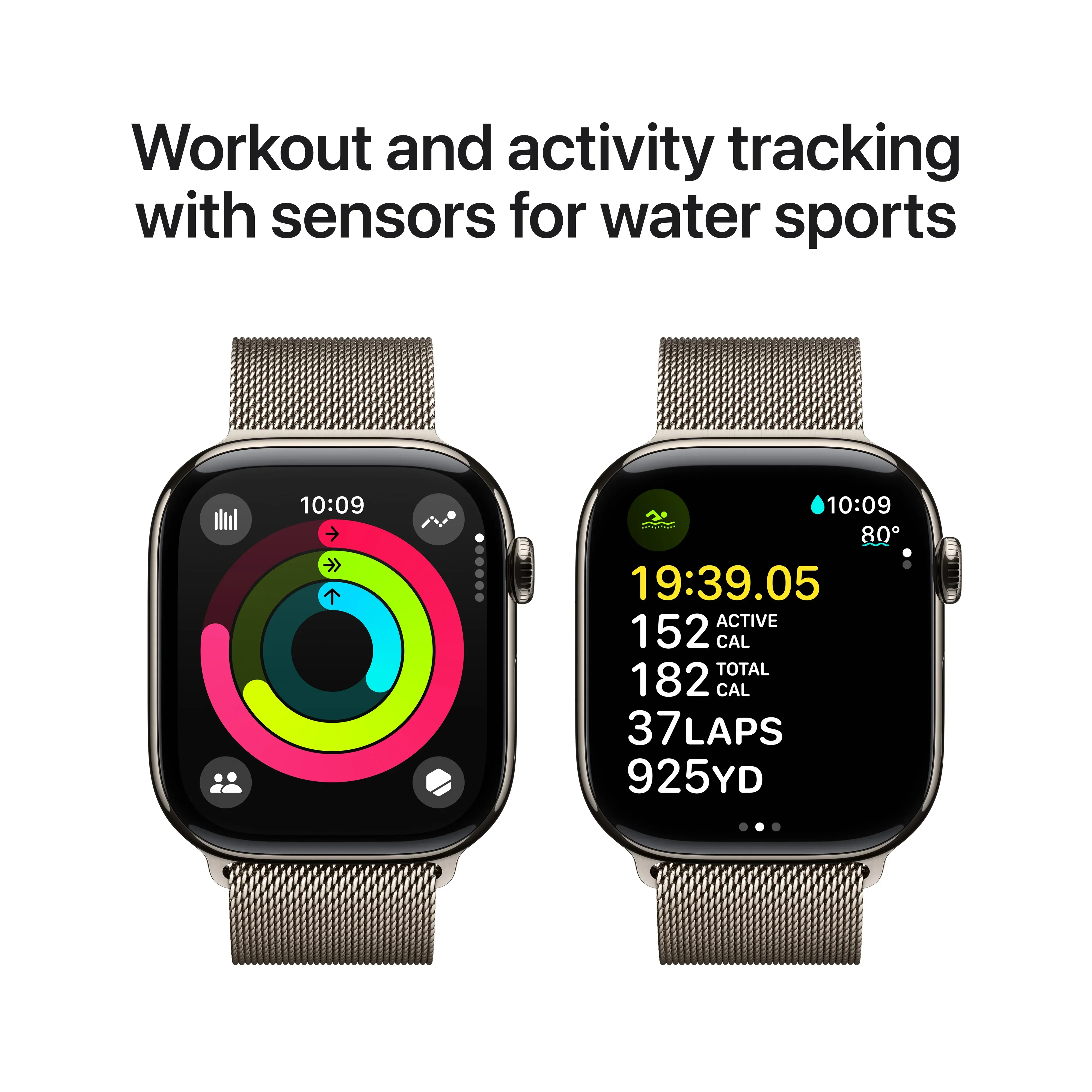 Apple Watch Series 10 GPS + Cellular, 46mm Natural Titanium Case, Natural Milanese Loop - S/M - Image 4
