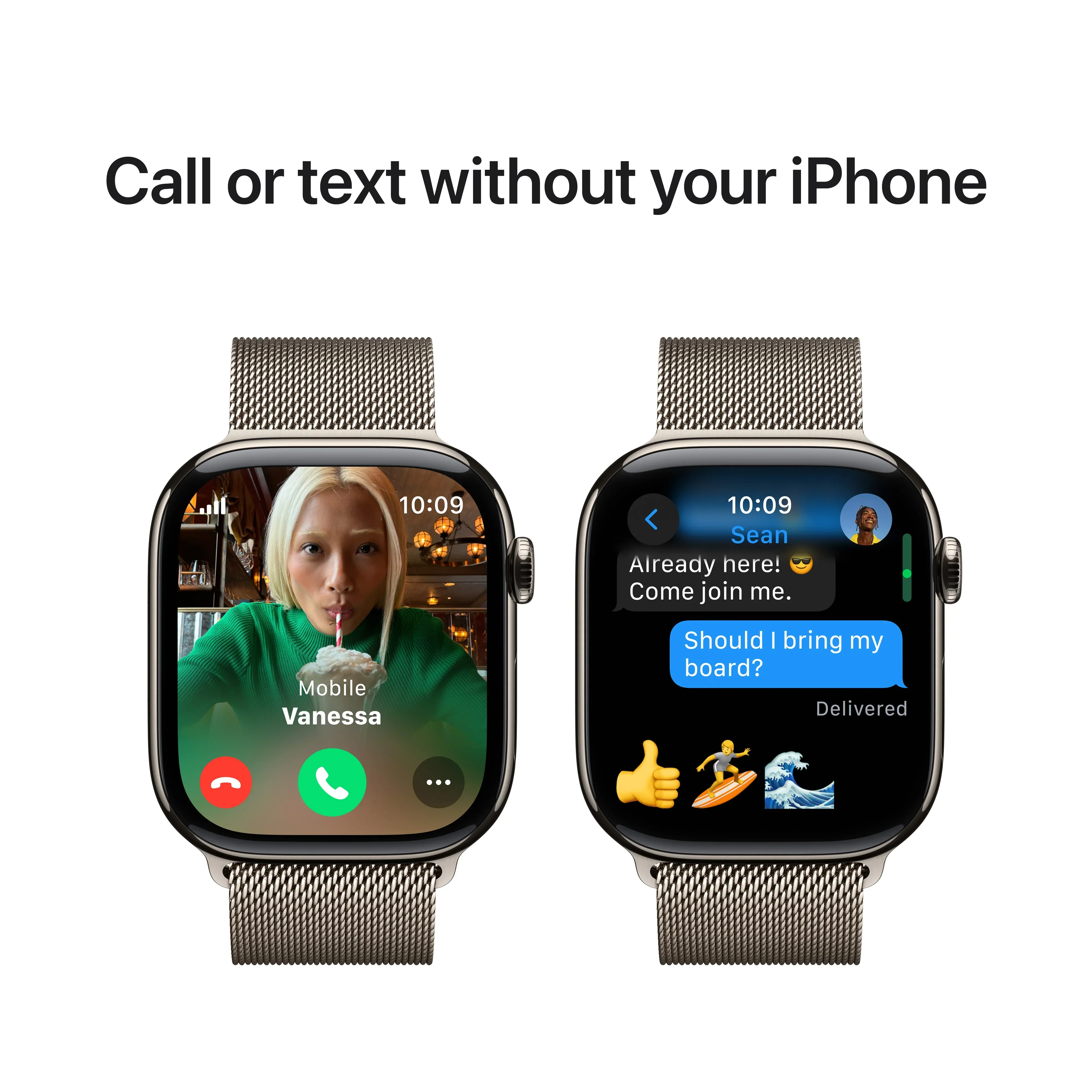 Apple Watch Series 10 GPS + Cellular, 46mm Natural Titanium Case, Natural Milanese Loop - S/M - Image 7