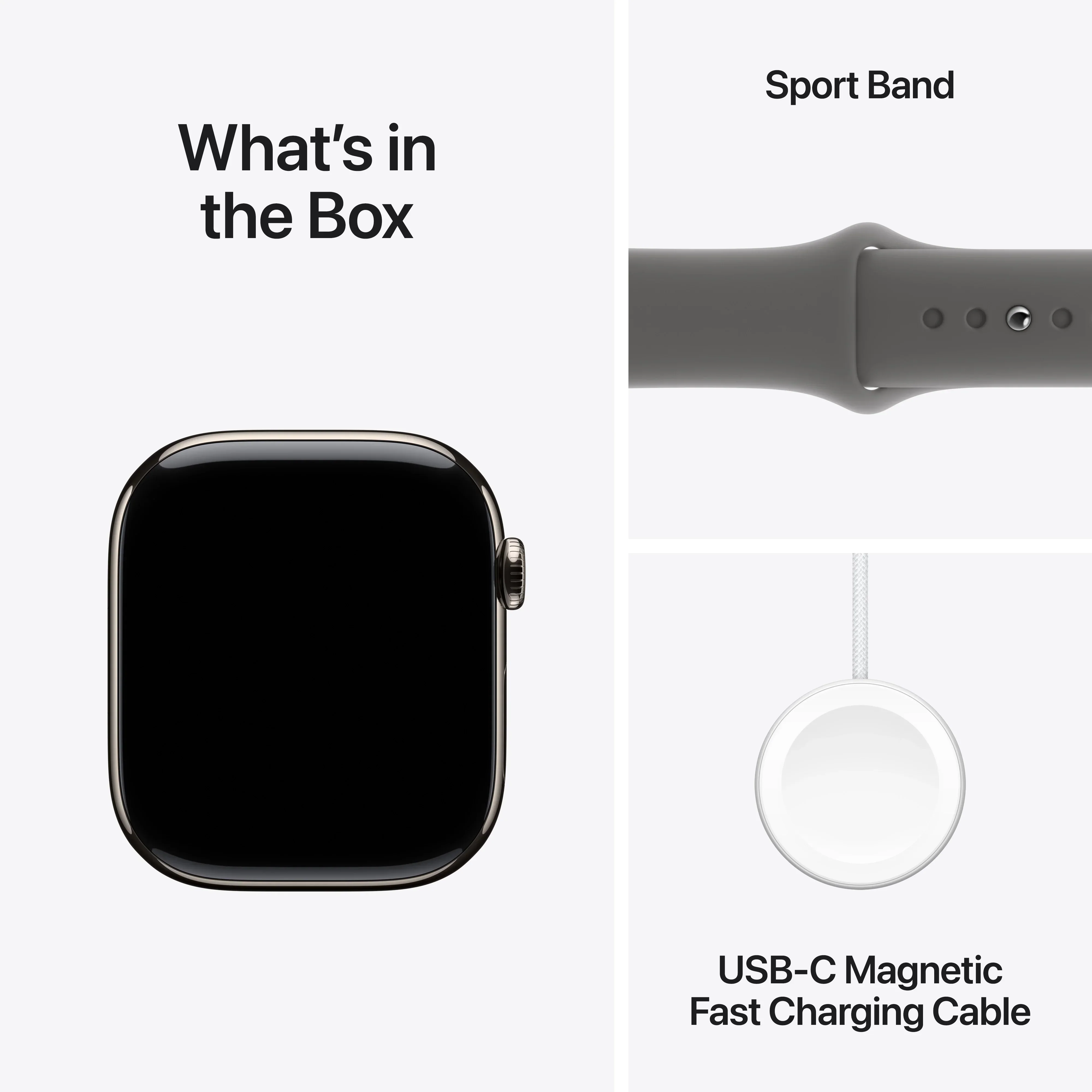 Apple Watch Series 10 GPS + Cellular, 46mm Natural Titanium Case, Stone Grey Sport Band - M/L - Image 9