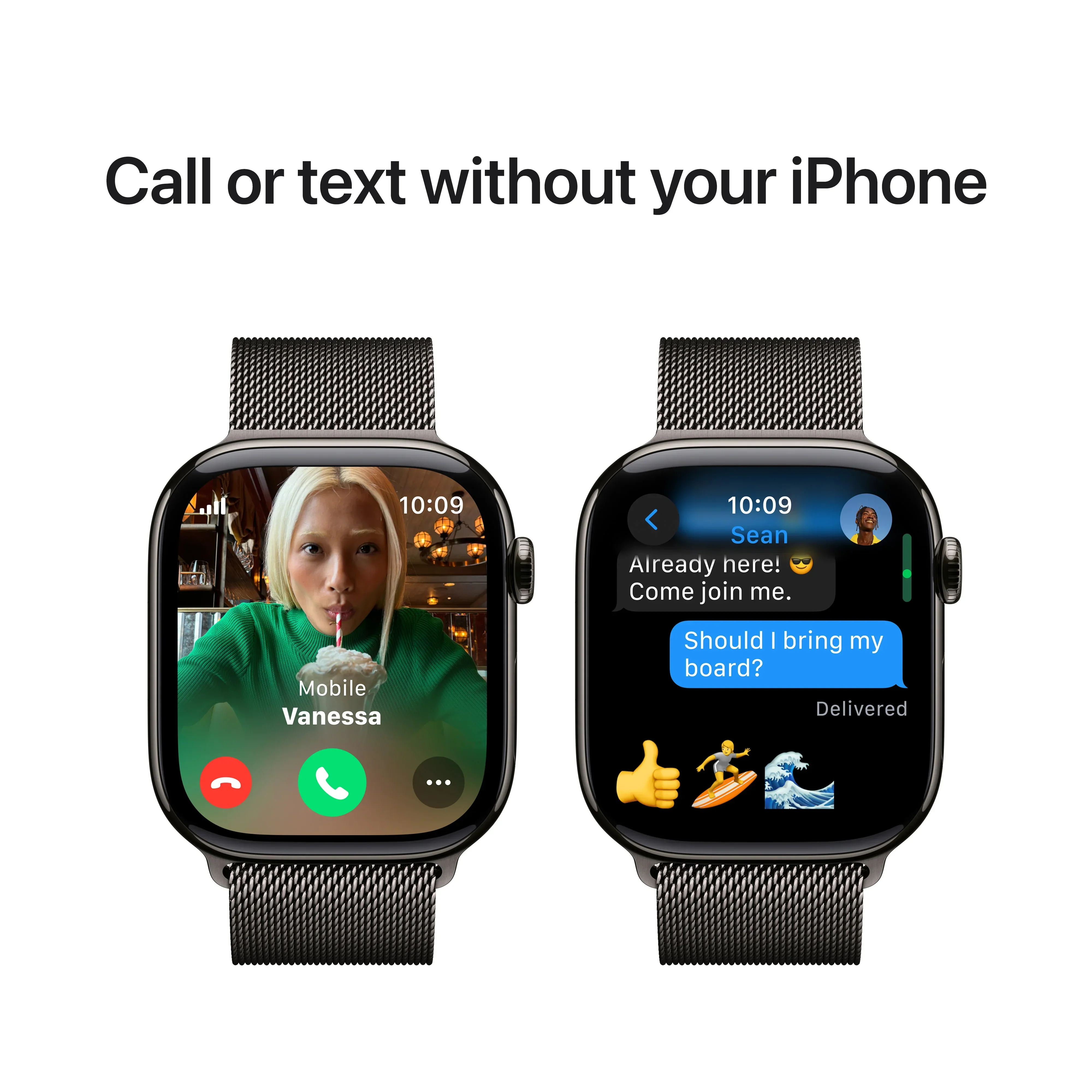 Apple Watch Series 10 GPS + Cellular, 46mm Slate Titanium Case, Slate Milanese Loop - S/M - Image 7