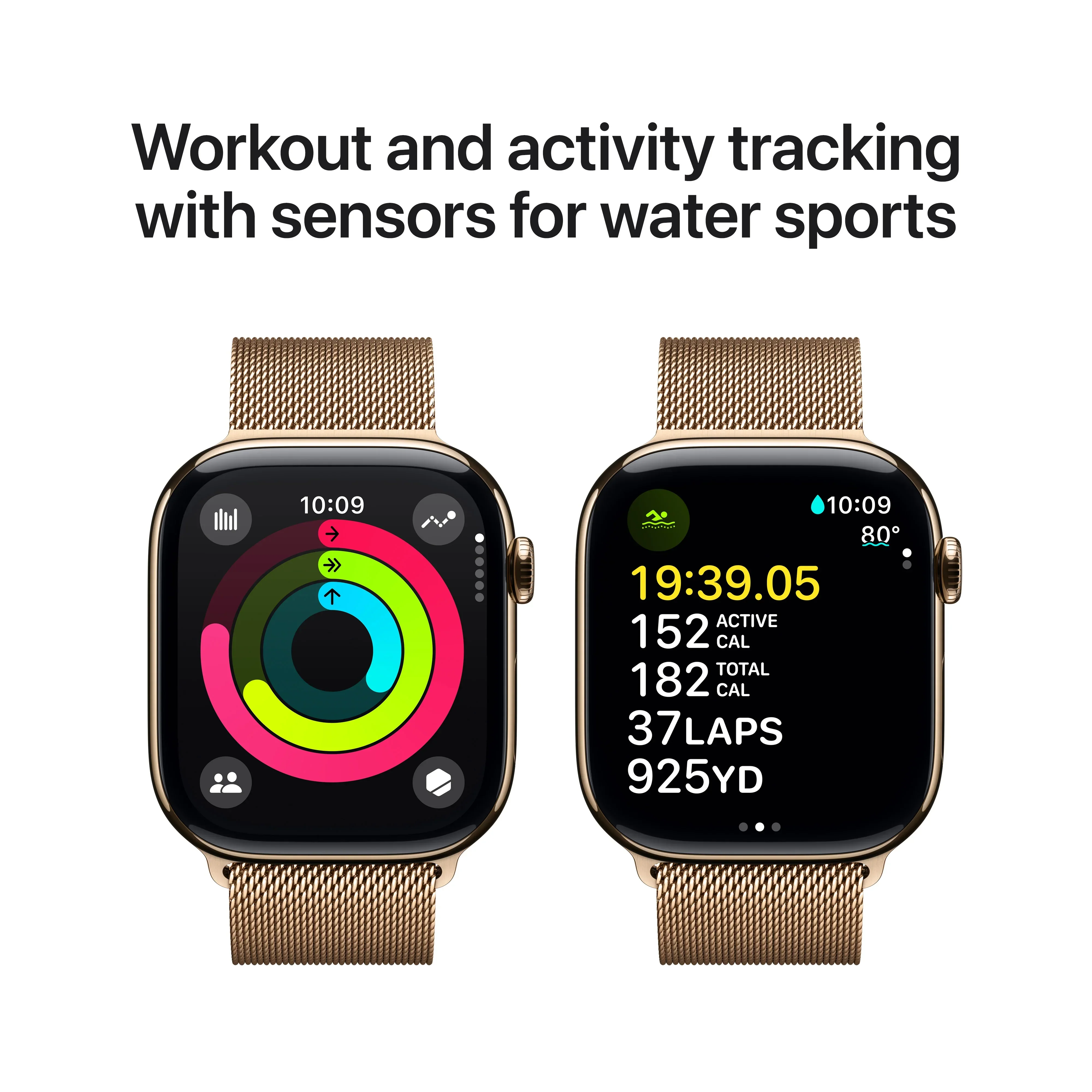 Apple Watch Series 10 GPS + Cellular 46mm Gold Titanium Case with Gold Milanese Loop - S/M - Image 4