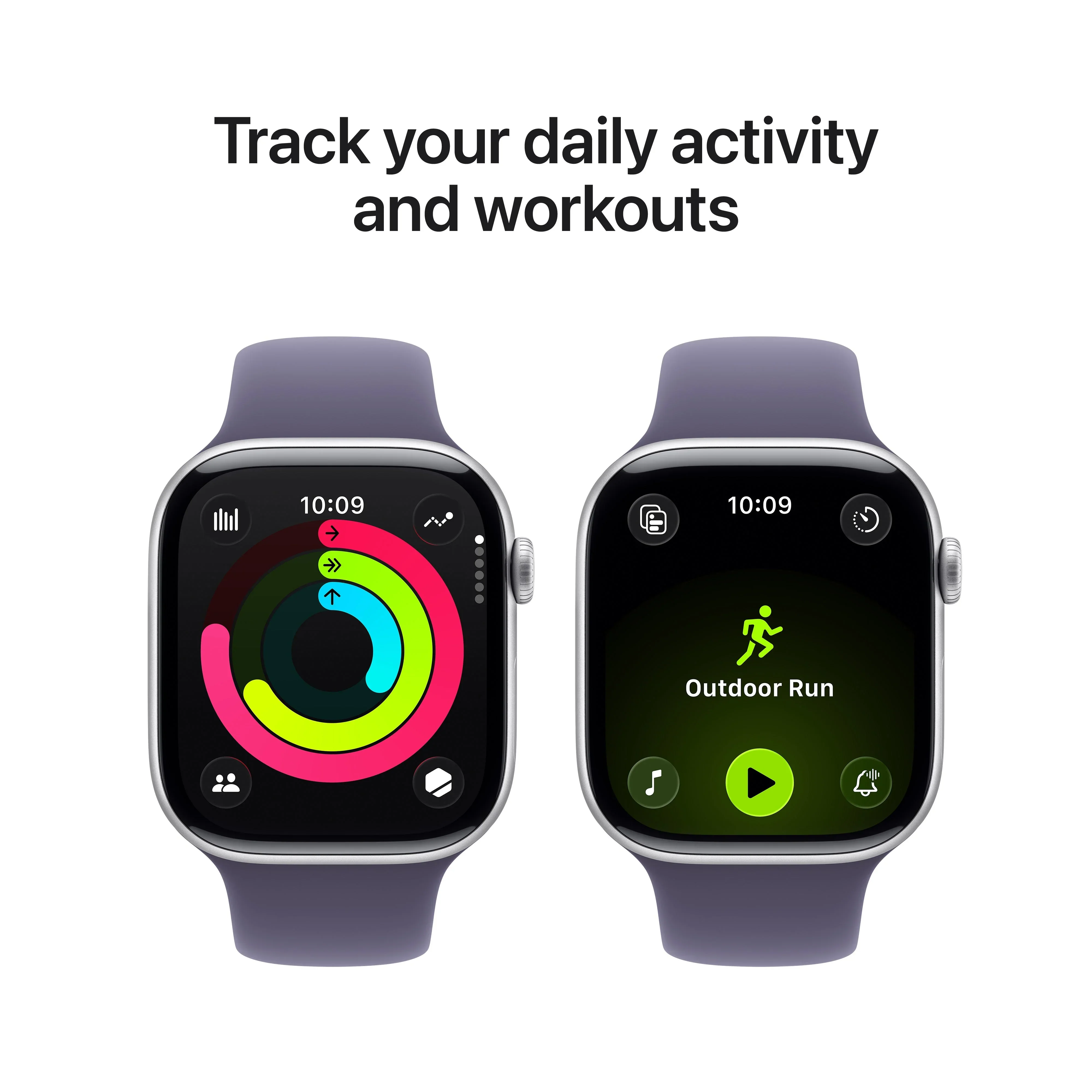 Apple Watch Series 11 GPS 46mm Silver Aluminium Case with Purple Fog Sport Band - S/M - Image 4