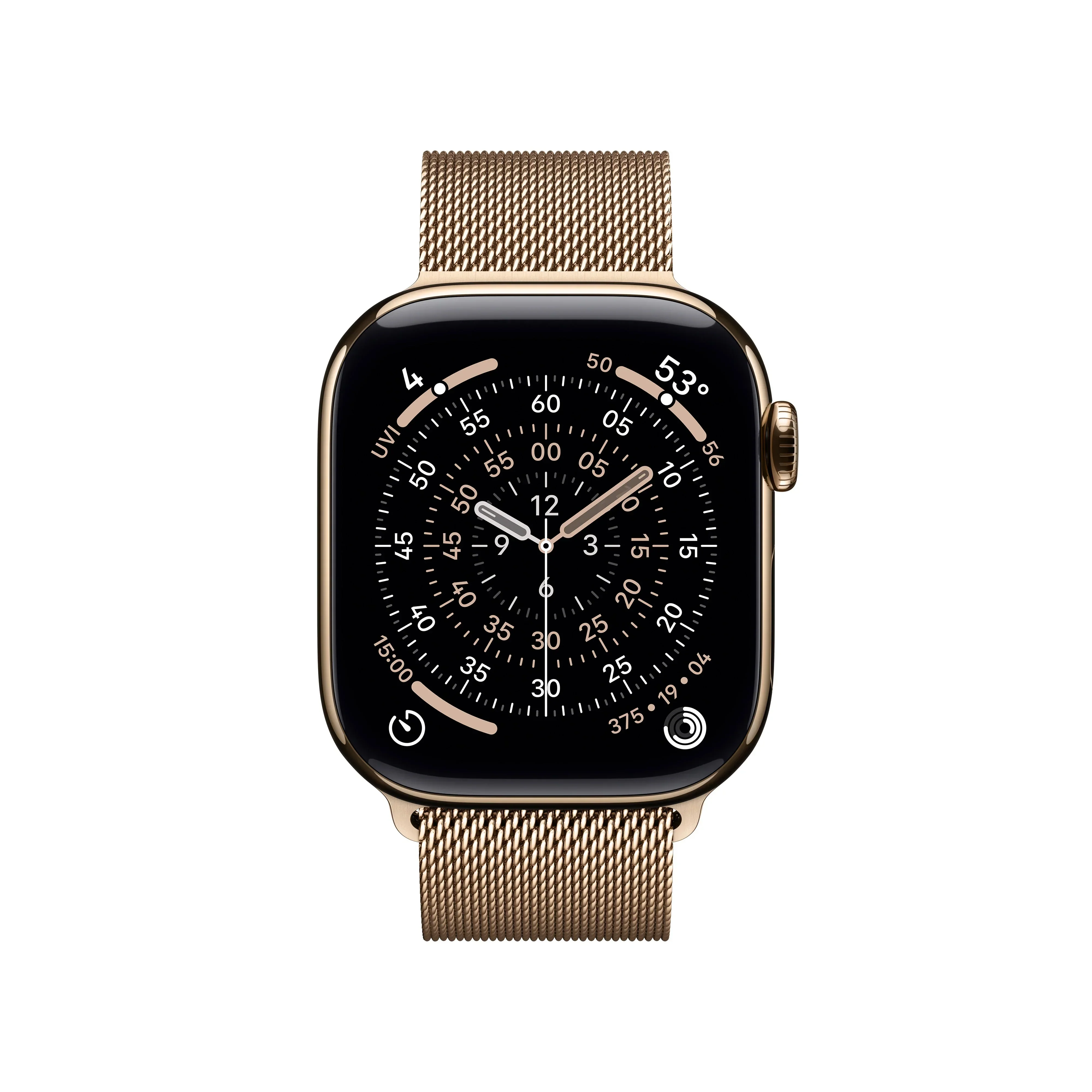 Apple Watch Series 11 GPS + Cellular 42mm Gold Titanium Case with Gold Milanese Loop - Image 2
