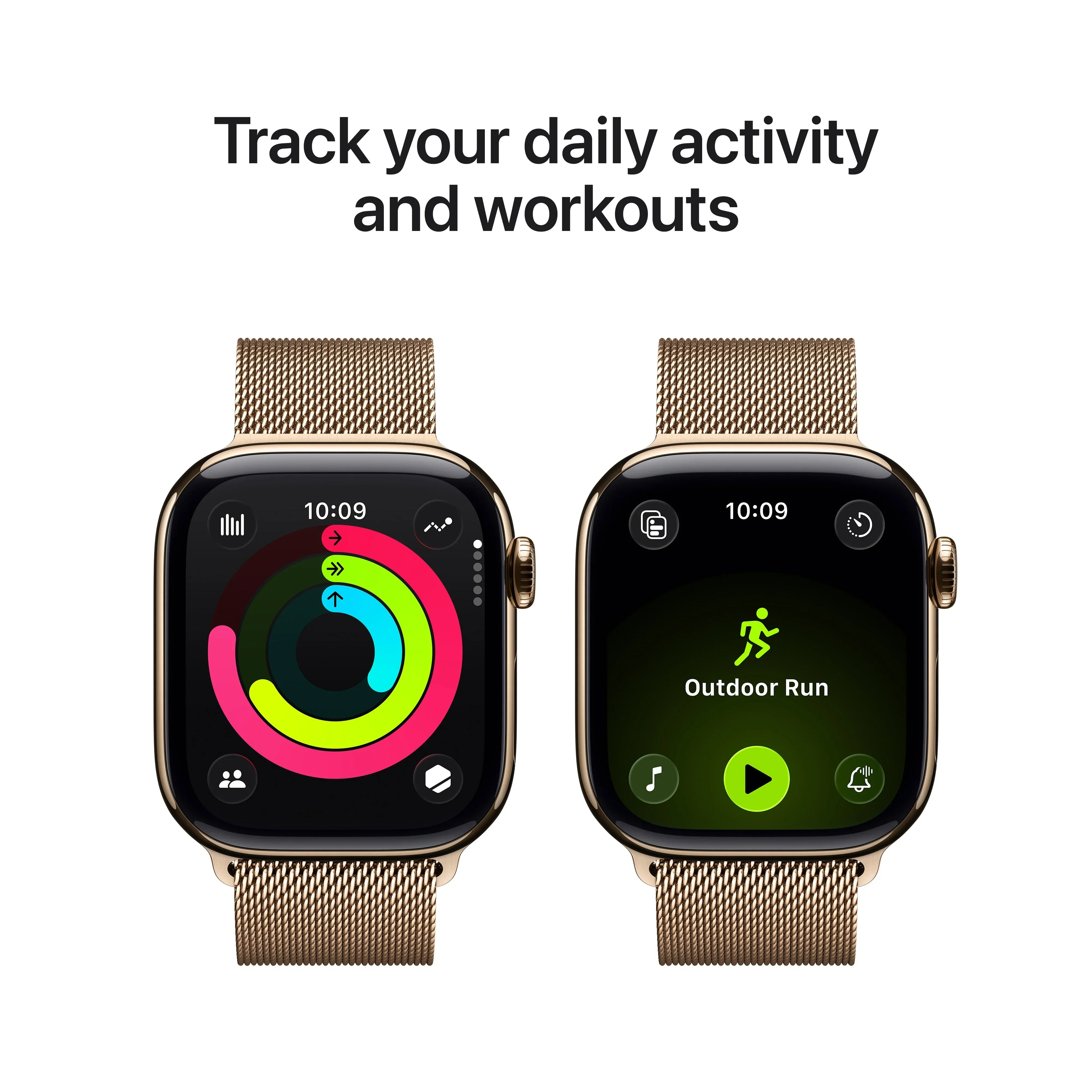 Apple Watch Series 11 GPS + Cellular 42mm Gold Titanium Case with Gold Milanese Loop - Image 4