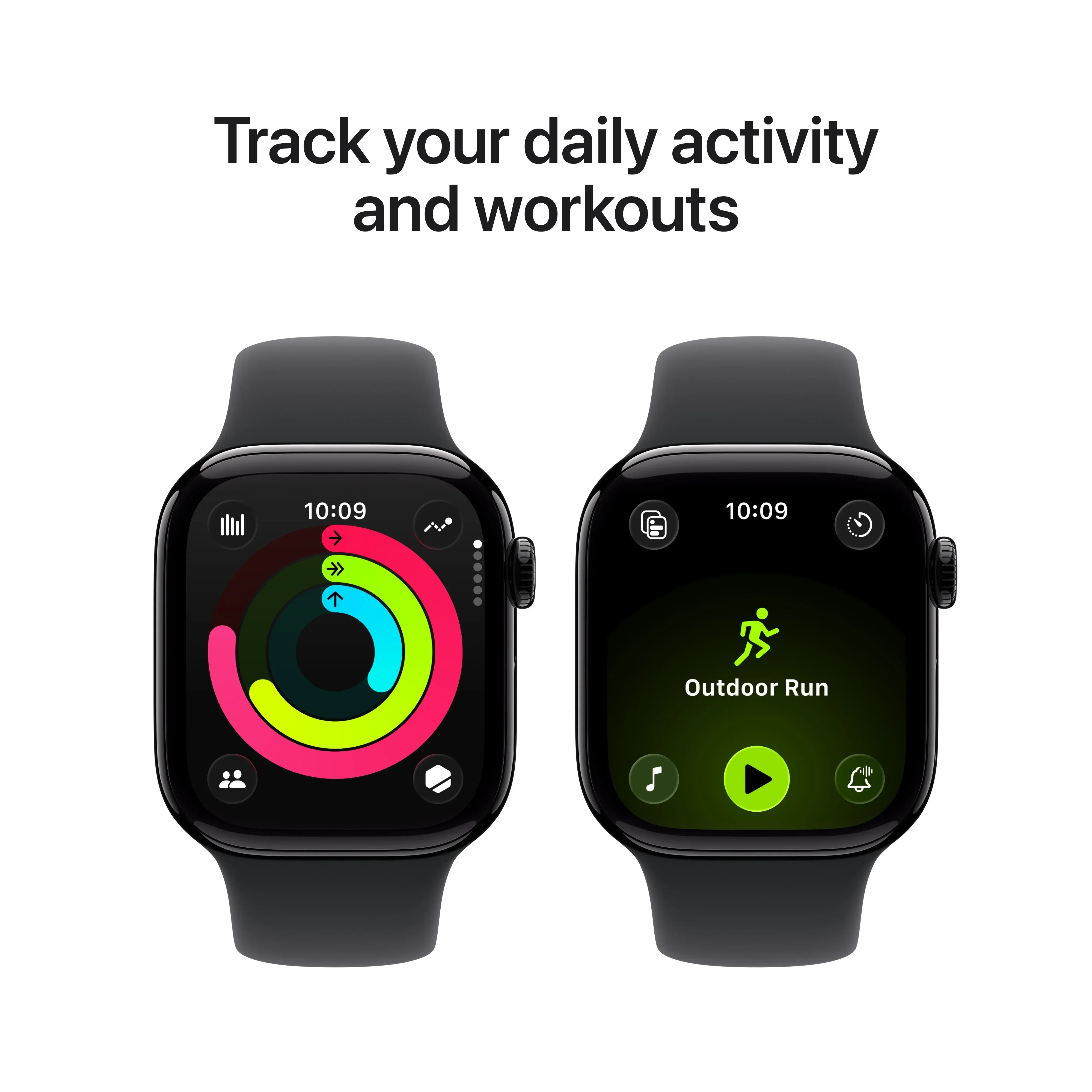 Apple Watch Series 11 GPS + Cellular 42mm Jet Black Aluminium Case with Black Sport Band - S/M - Image 4