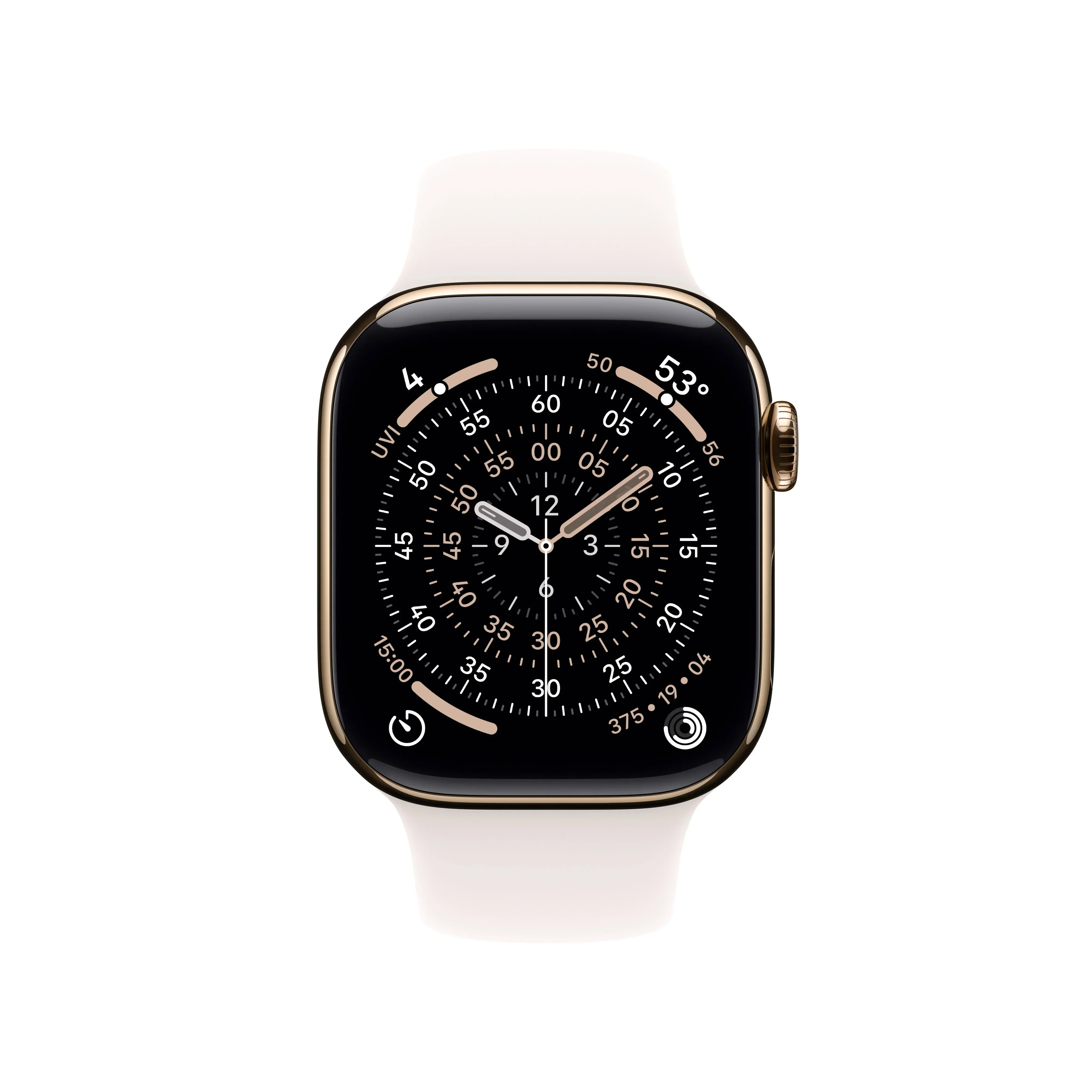 Apple Watch Series 11 GPS + Cellular 46mm Gold Titanium Case with Light Blush Sport Band - M/L - Image 2
