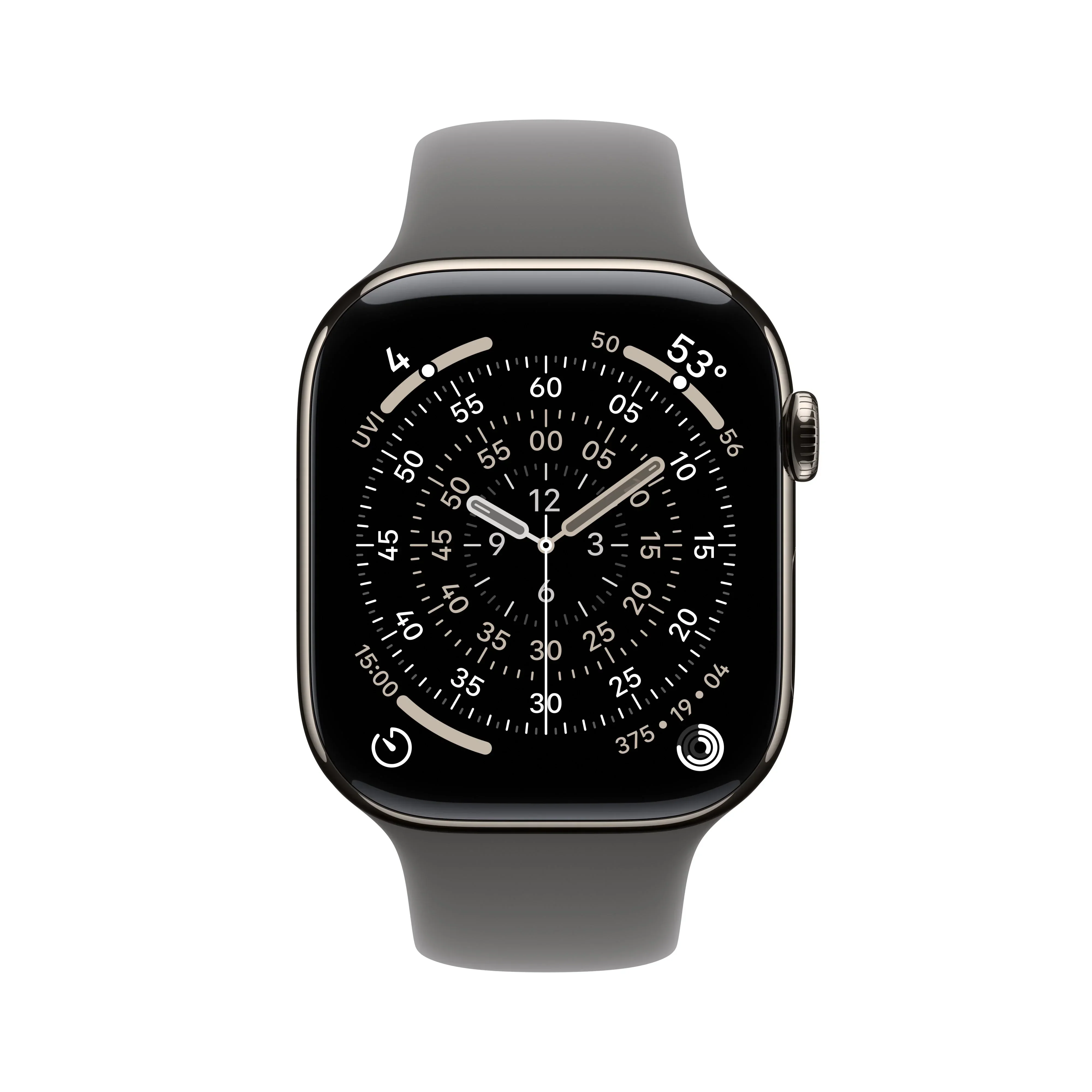 Apple Watch Series 11 GPS + Cellular 46mm Natural Titanium Case with Stone Grey Sport Band - M/L - Image 2