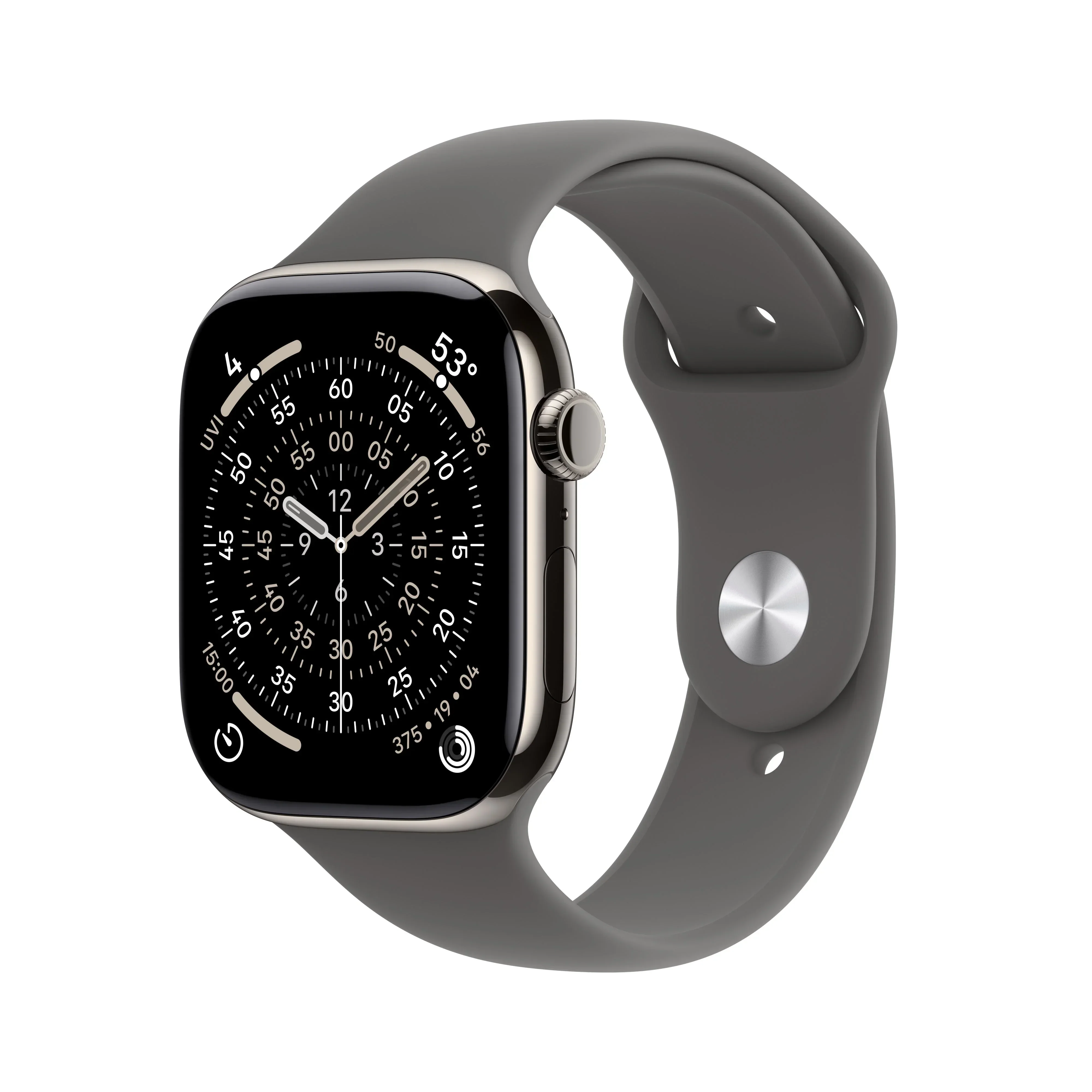 Apple Watch Series 11 GPS + Cellular 46mm Natural Titanium Case with Stone Grey Sport Band - S/M