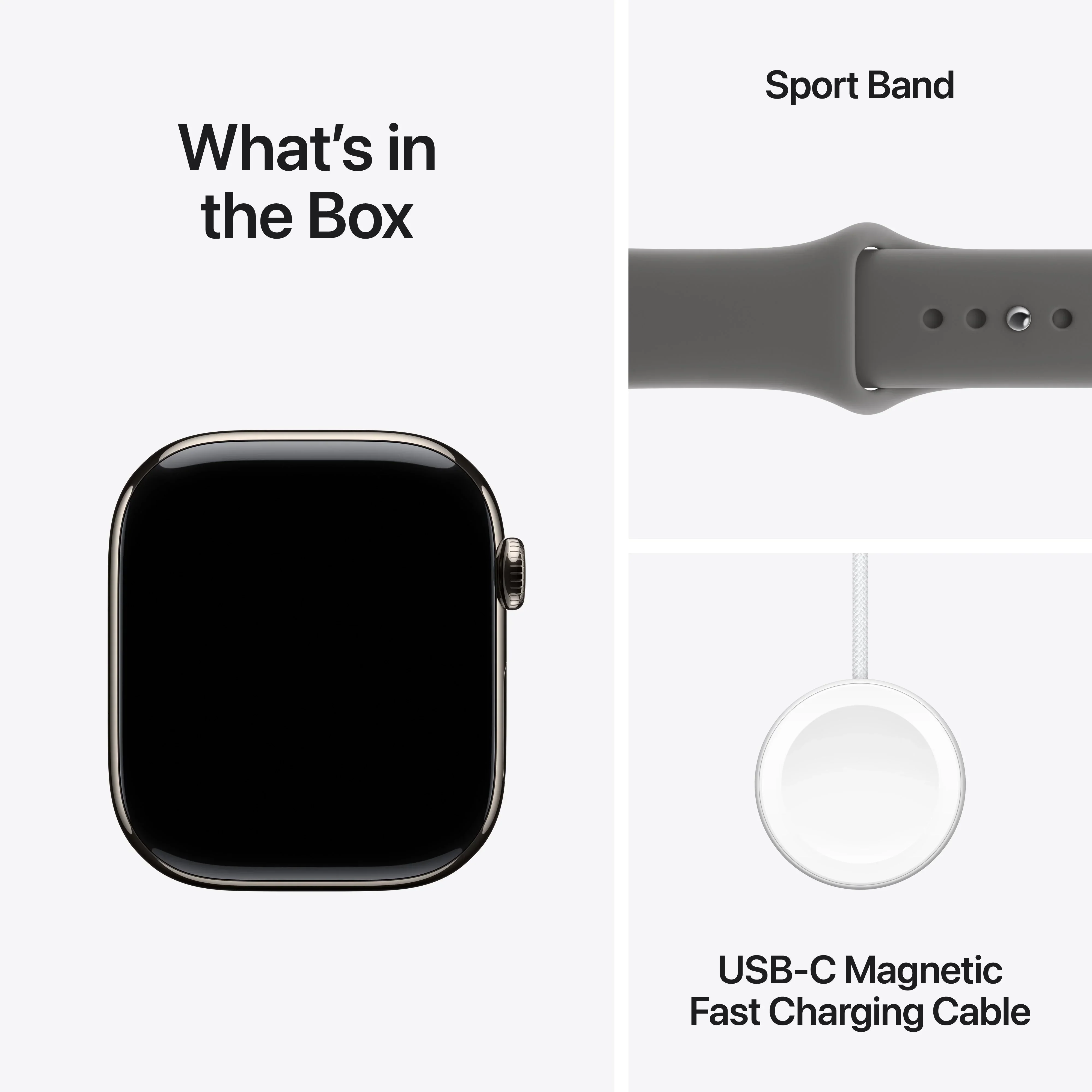 Apple Watch Series 11 GPS + Cellular 46mm Natural Titanium Case with Stone Grey Sport Band - S/M - Image 8