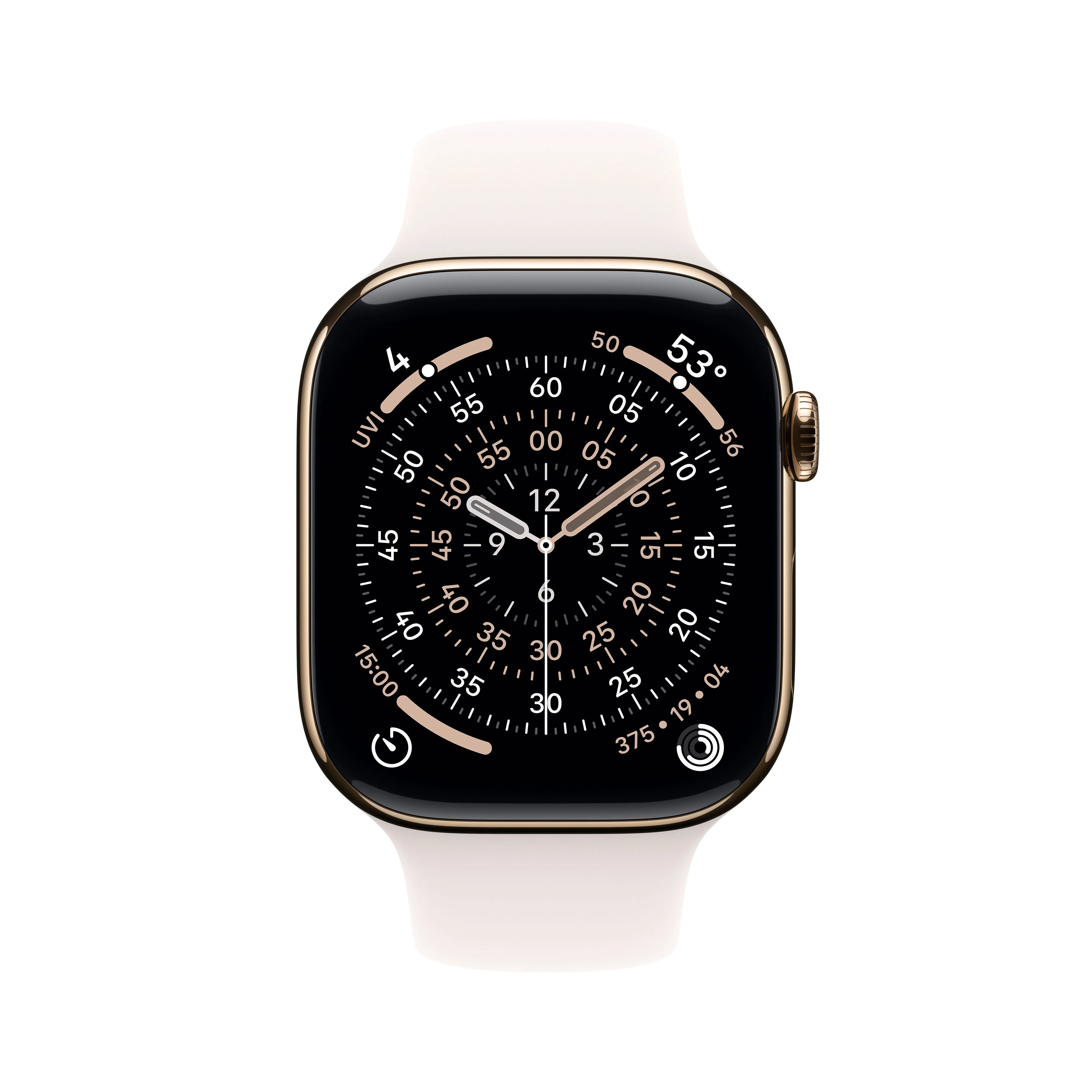 Apple Watch Series 11 GPS + Cellular 46mm Gold Titanium Case with Light Blush Sport Band - S/M - Image 2
